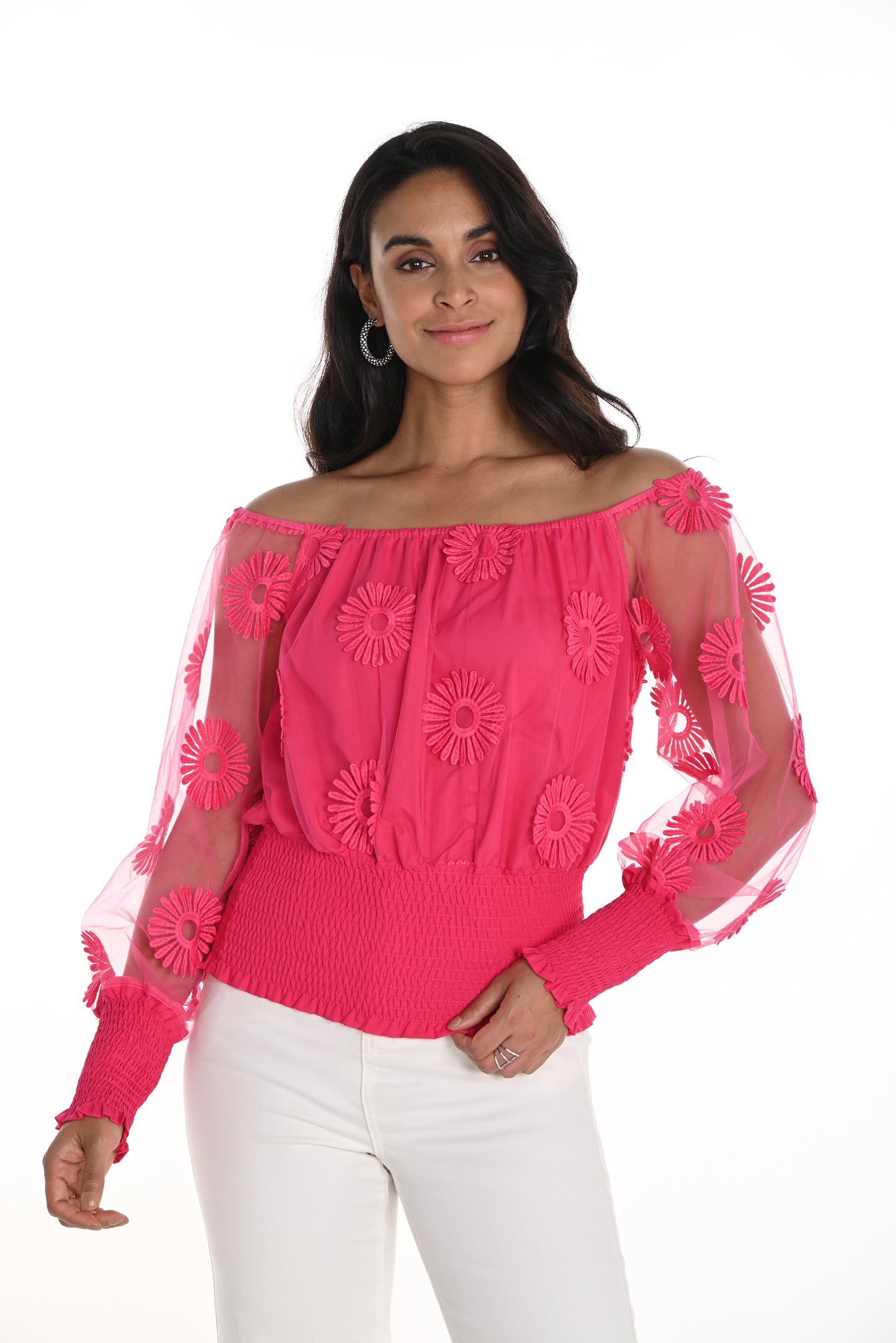 Frank Lyman Spring 2025-256764U-417-Knit Top-Fuchsia - The Coach Pyramids