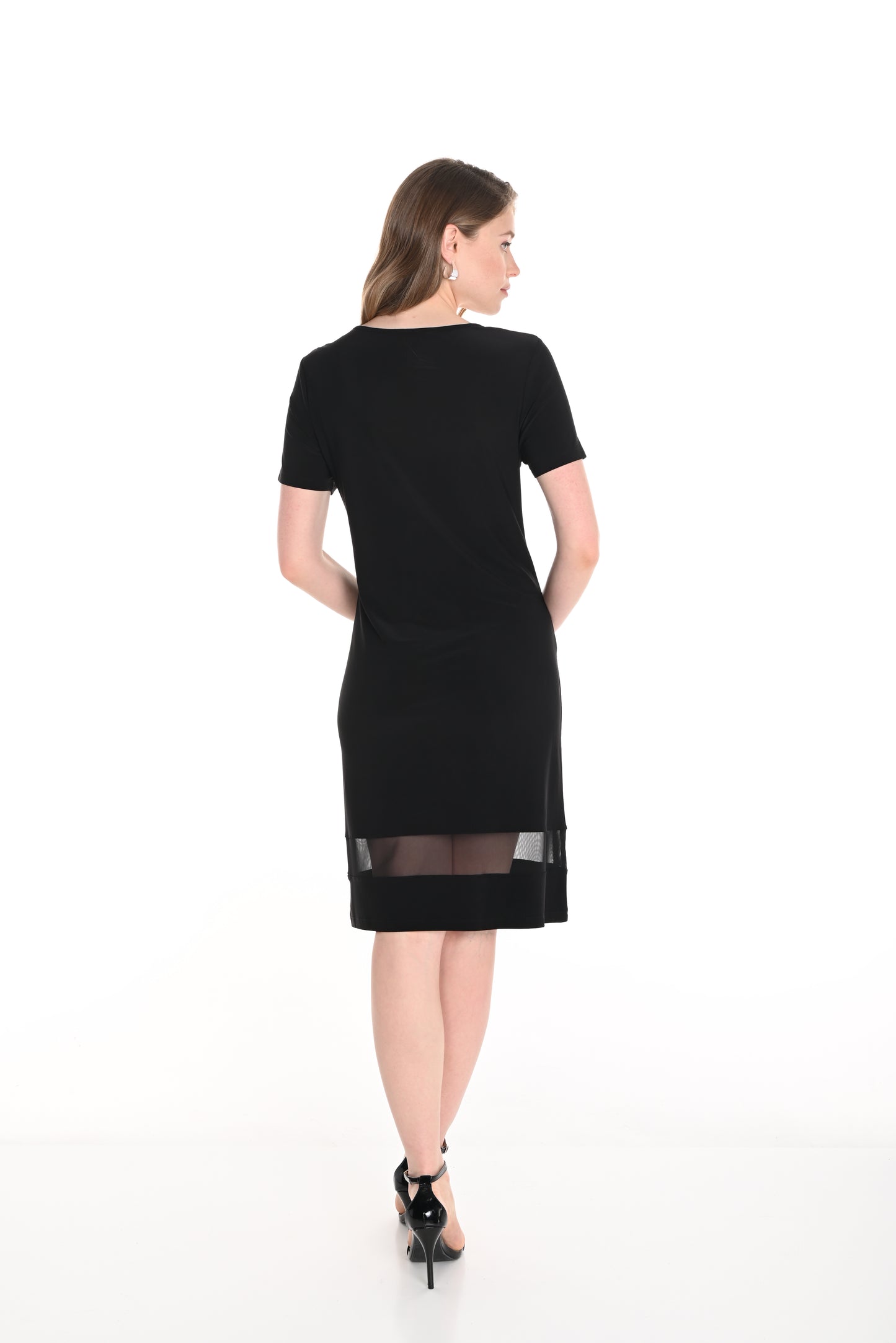 Frank Lyman Spring 2025-256810U-100-Knit Dress-Black - The Coach Pyramids