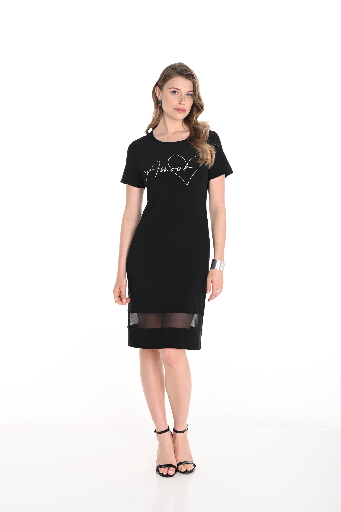 Frank Lyman Spring 2025-256810U-100-Knit Dress-Black - The Coach Pyramids