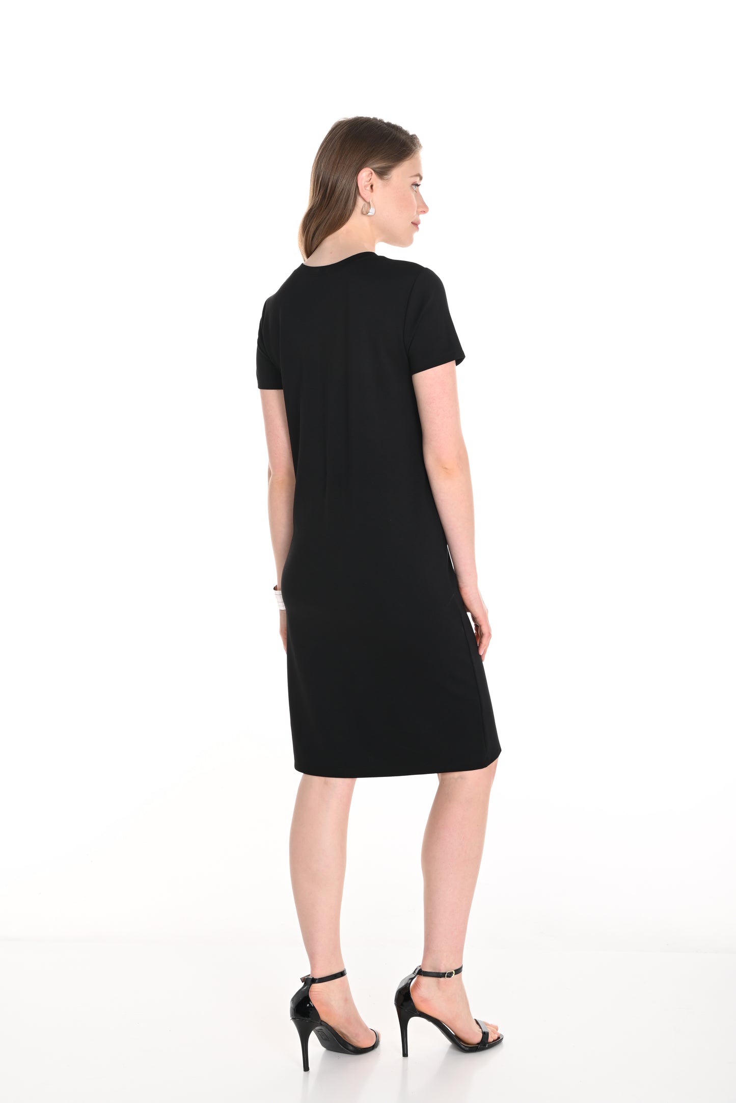 Frank Lyman Spring 2025-256815U-100-Knit Dress-Black - The Coach Pyramids