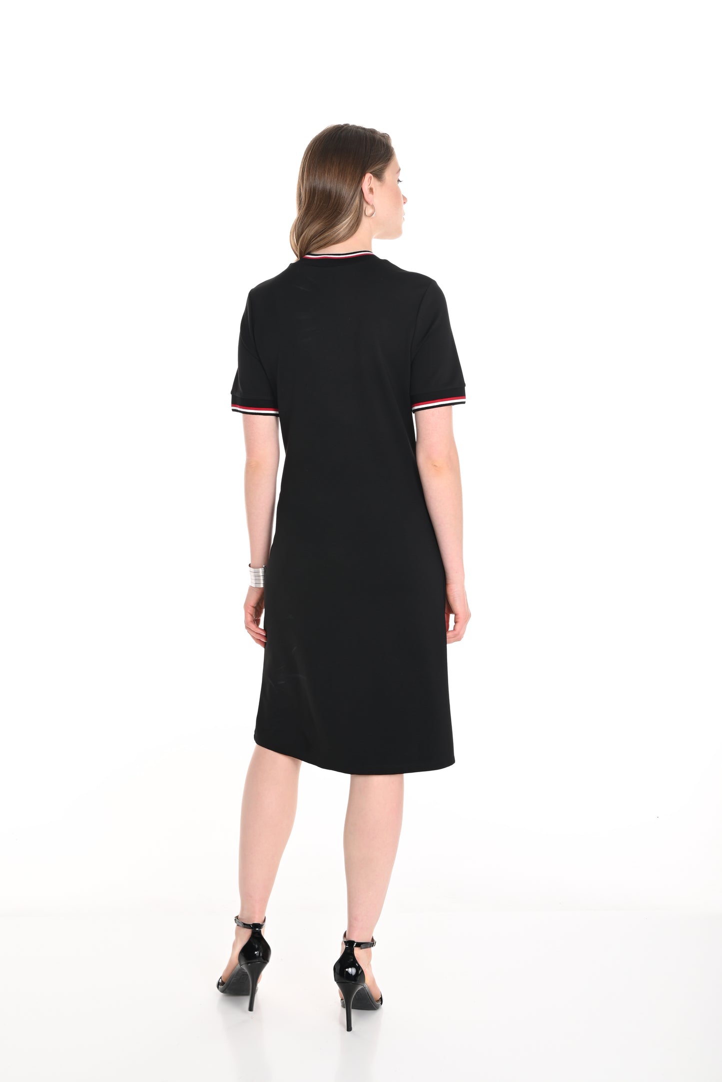 Frank Lyman Spring 2025-256819U-100-Knit Dress-Black - The Coach Pyramids