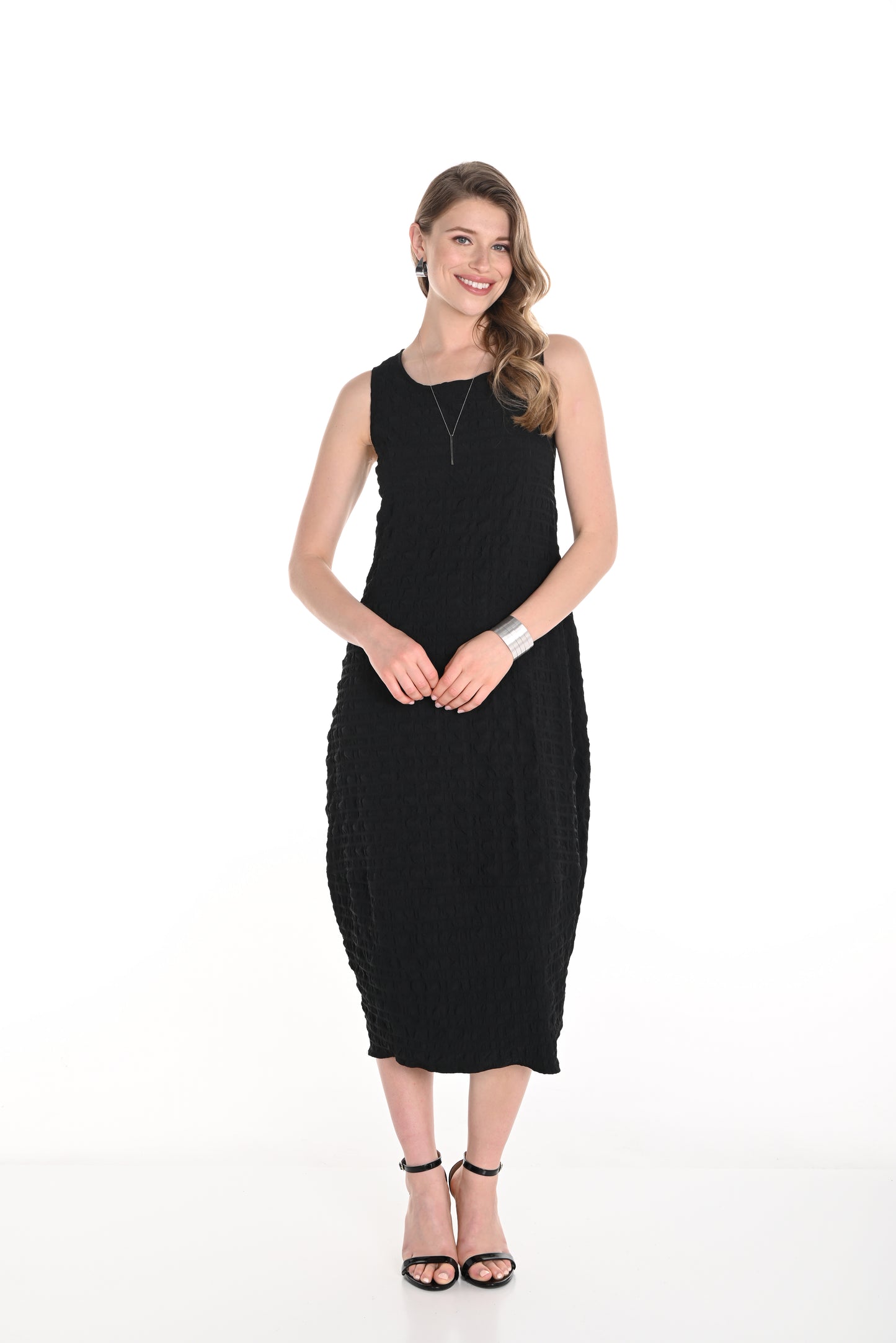 Frank Lyman Spring 2025-256836U-100-Woven Dress-Black - The Coach Pyramids