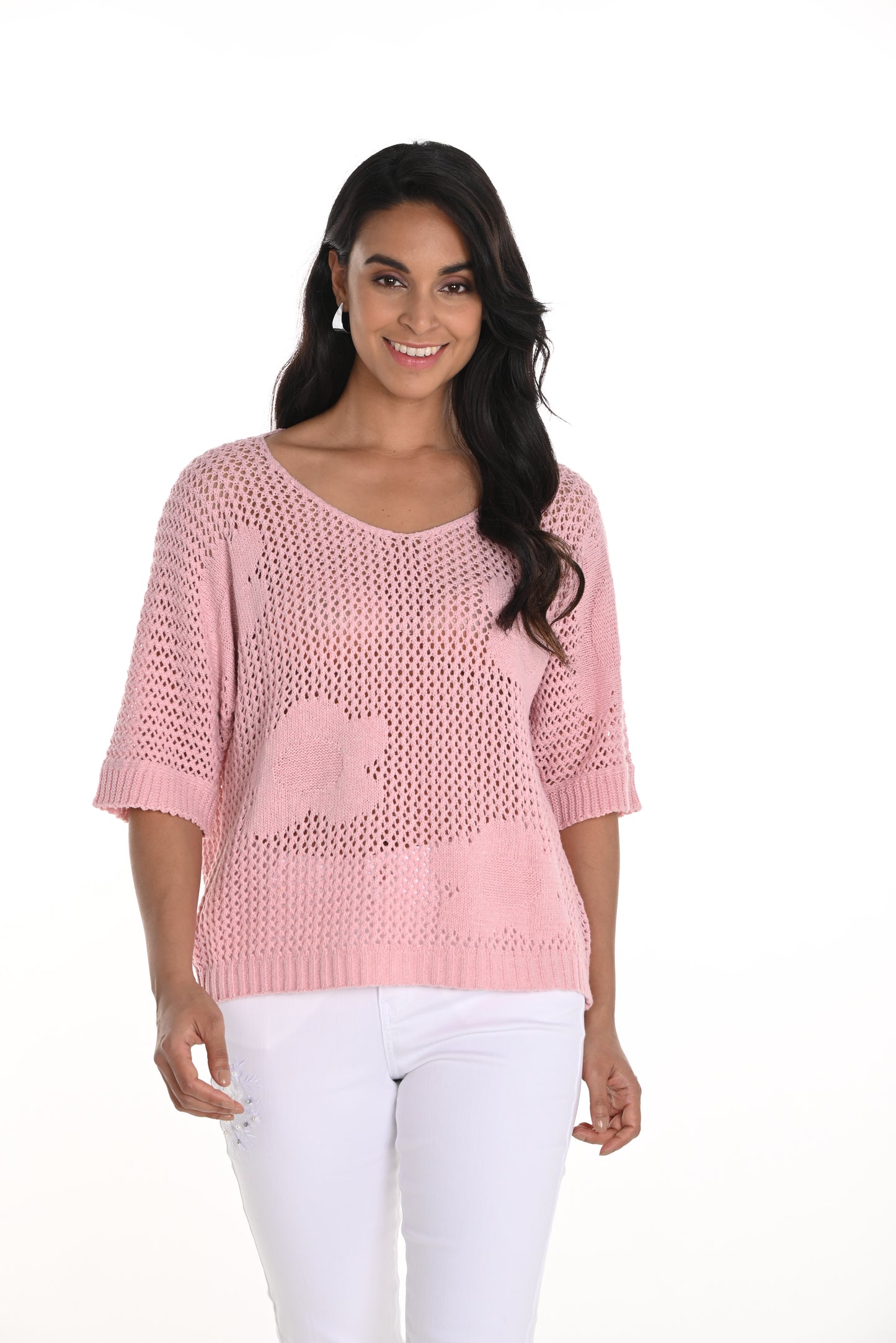 Frank Lyman Spring 2025-256839U-849-Knit Top-Dusty Pink - The Coach Pyramids