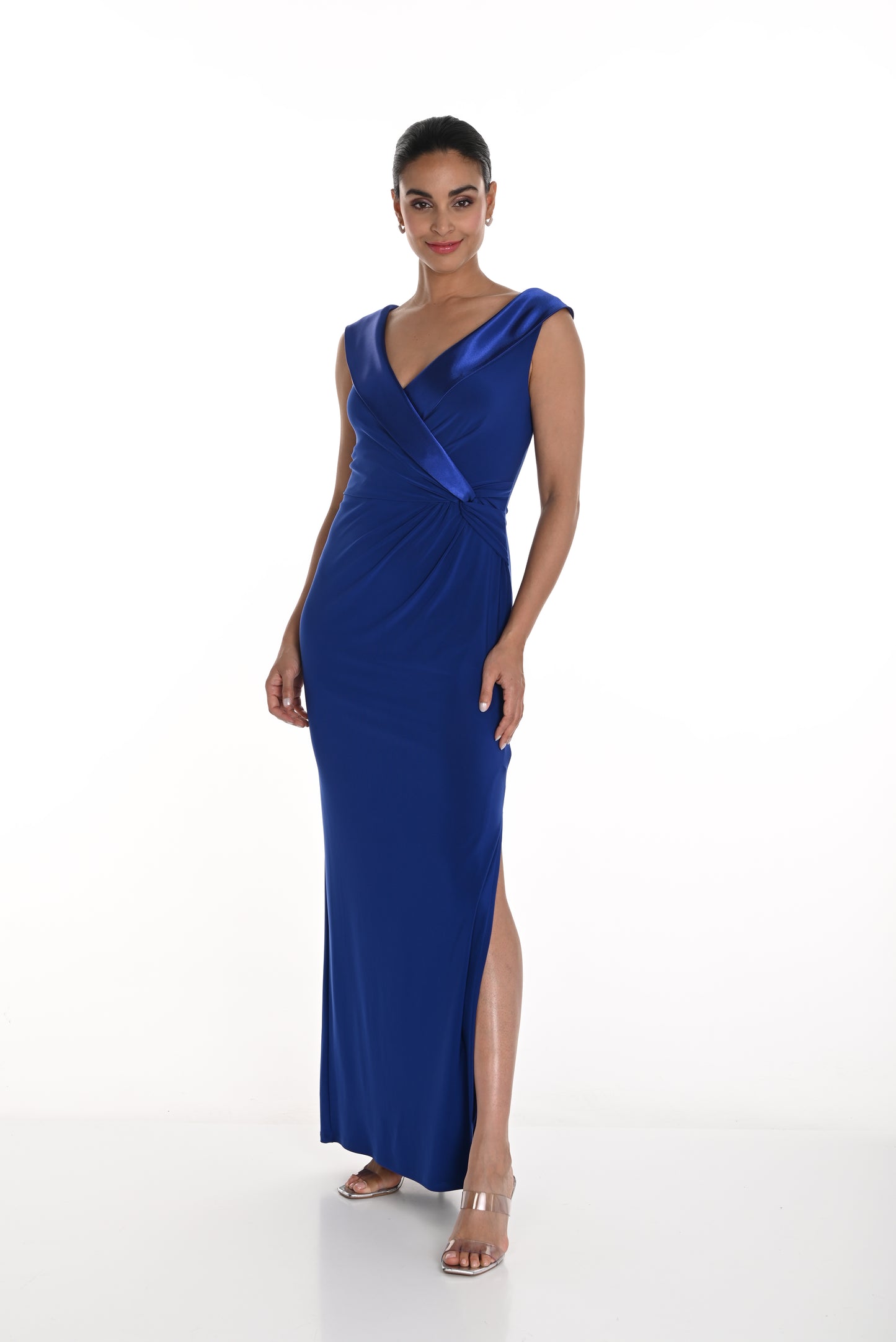 Frank Lyman Spring 2025-258003-313-Knit Dress-Sapphire - The Coach Pyramids