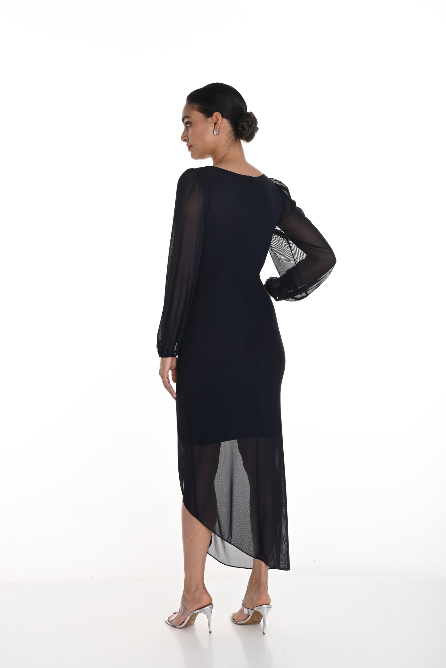 Frank Lyman Spring 2025-258108-301-Knit Dress-Navy - The Coach Pyramids