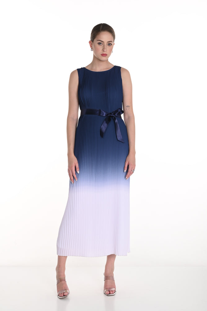 Frank Lyman Spring 2025-258149-3002-Woven Dress-Navy/Off White