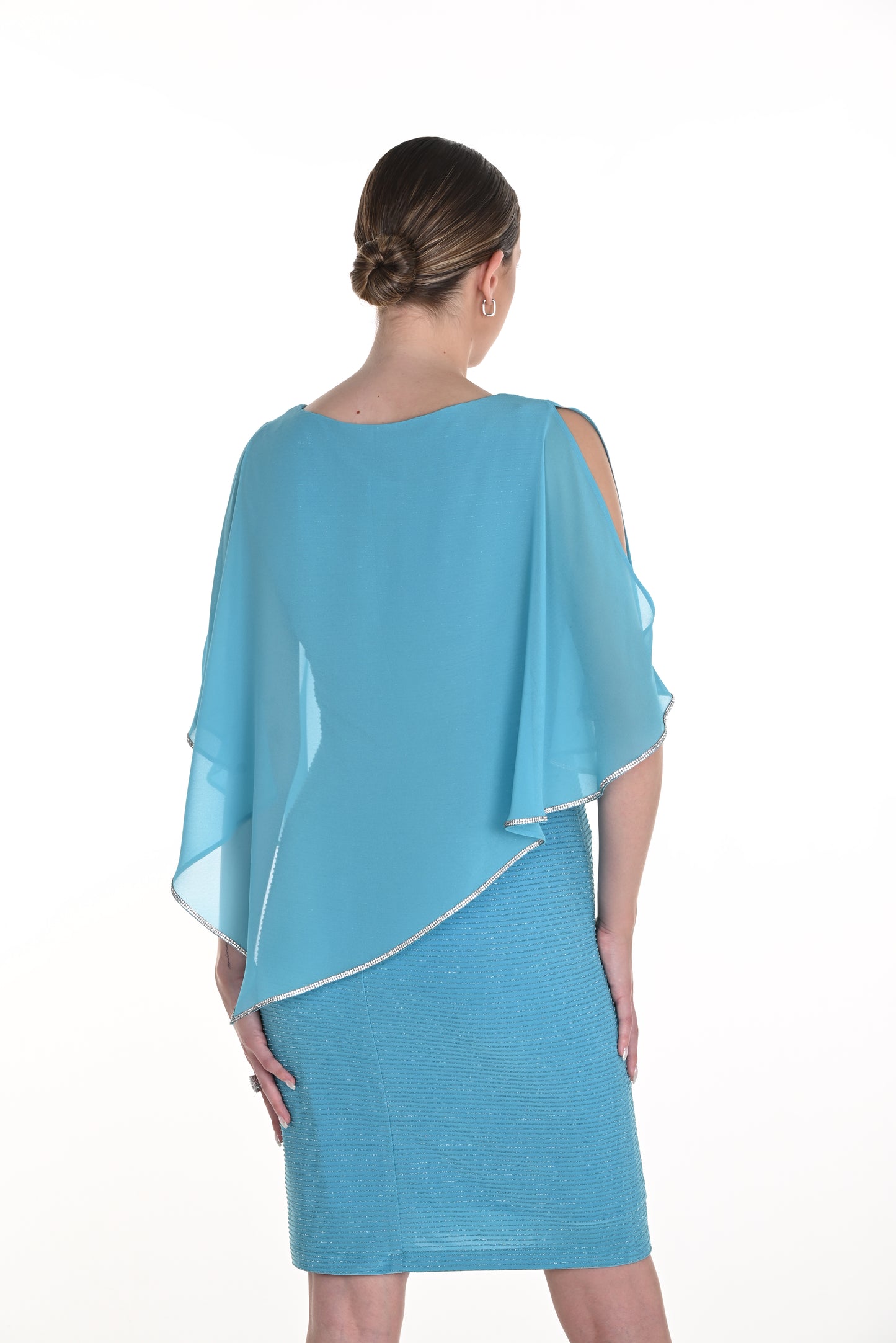 Frank Lyman Spring 2025-258276-310-Knit Dress-Turquoise - The Coach Pyramids