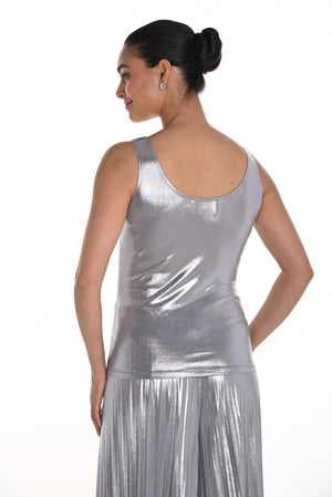 Frank Lyman Spring 2025-258288-102-Knit Top-Silver