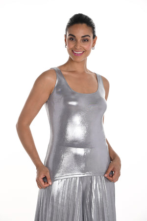 Frank Lyman Spring 2025-258288-102-Knit Top-Silver