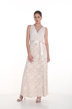 Frank Lyman Spring 2025-258316-2050-Woven Dress-Cream/Silver