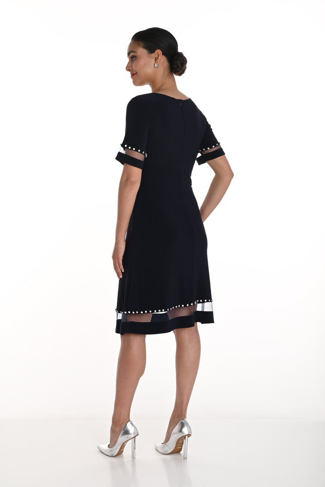 Frank Lyman Spring 2025-258713U-301-Knit Dress-Navy