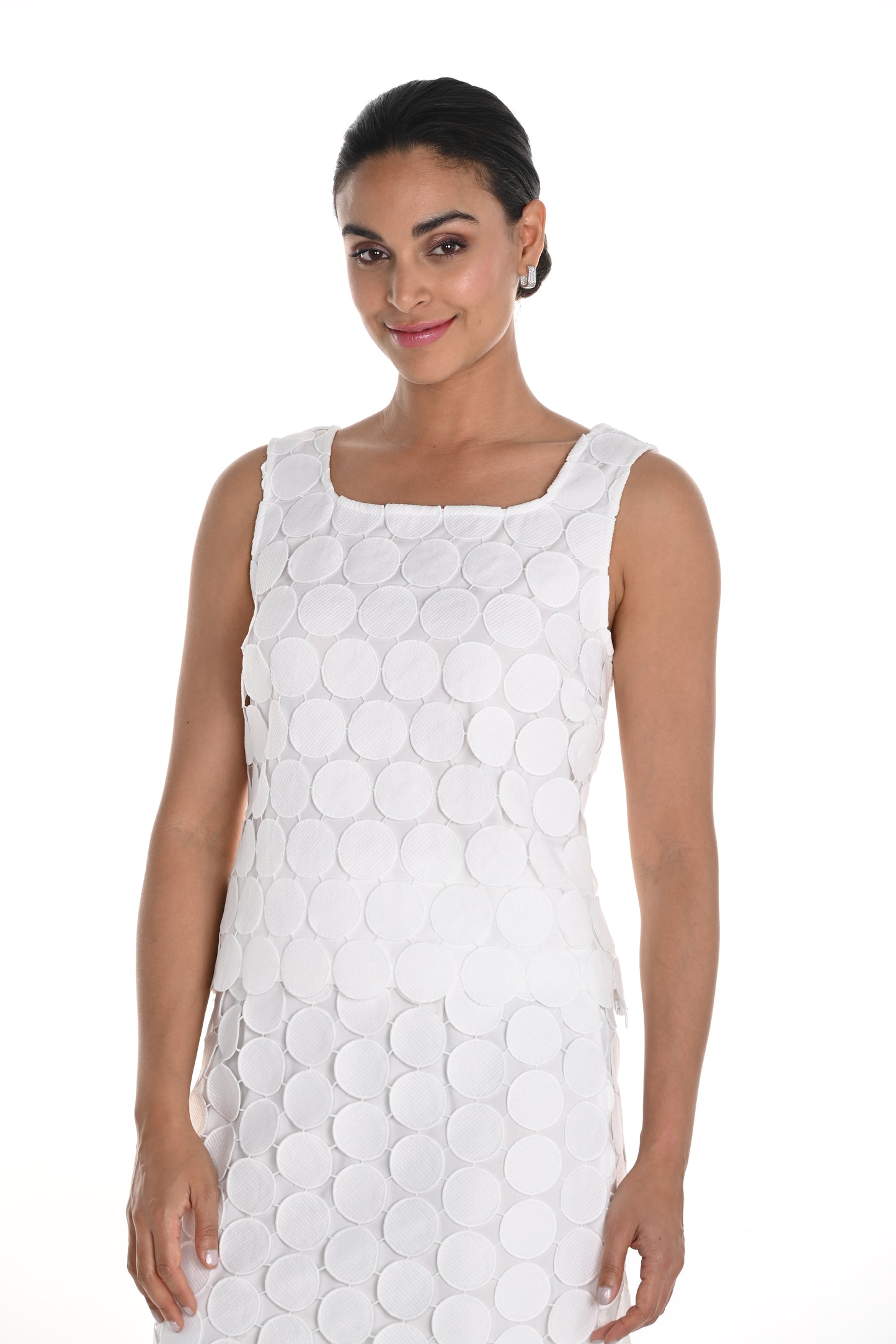 Frank Lyman Spring 2025-258725U-301-Woven Top W/Skirt-Navy - The Coach Pyramids