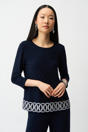 Joseph Ribkoff Spring 2026-261069-2229-Top-Midnight Blue/Vanilla