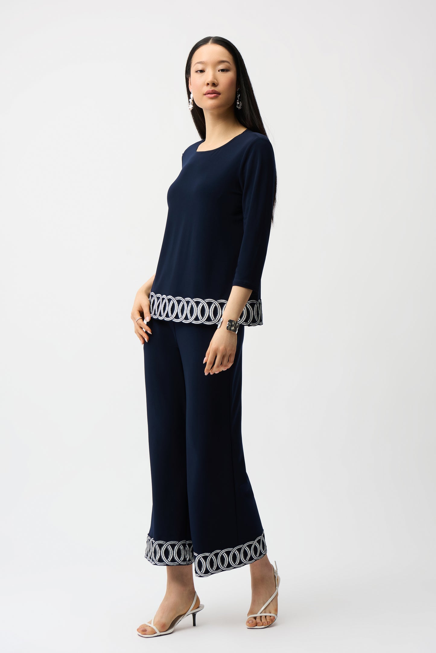 Joseph Ribkoff Spring 2026-261069-2229-Top-Midnight Blue/Vanilla - The Coach Pyramids
