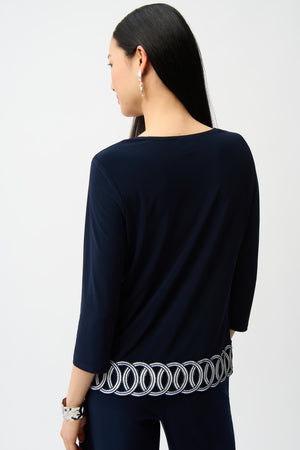 Joseph Ribkoff Spring 2026-261069-2229-Top-Midnight Blue/Vanilla