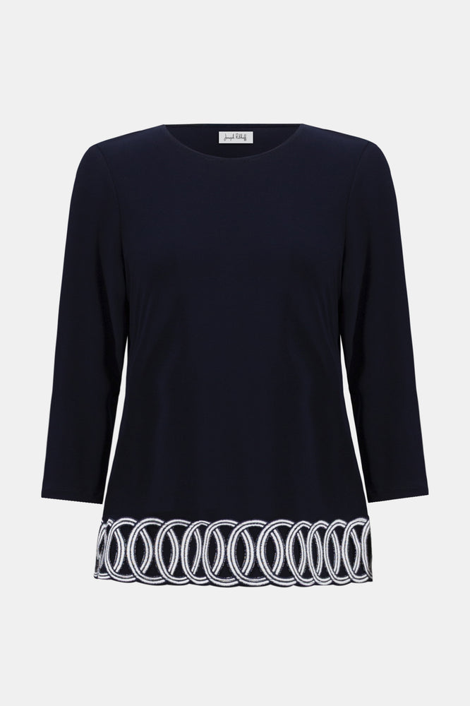 Joseph Ribkoff Spring 2026-261069-2229-Top-Midnight Blue/Vanilla