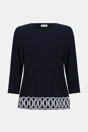 Joseph Ribkoff Spring 2026-261069-2229-Top-Midnight Blue/Vanilla