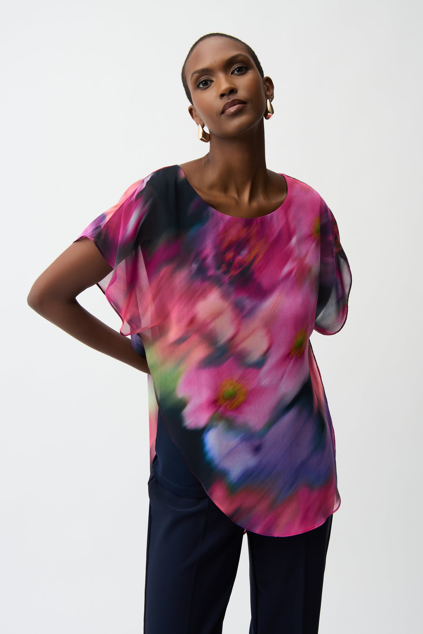 Joseph Ribkoff-261281-3316-Top-Midnight Blue/Multi - The Coach Pyramids