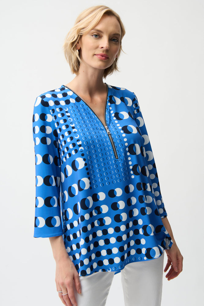 Joseph Ribkoff Spring 2026-261288-3801-Tunic-Blue/Vanilla - The Coach Pyramids