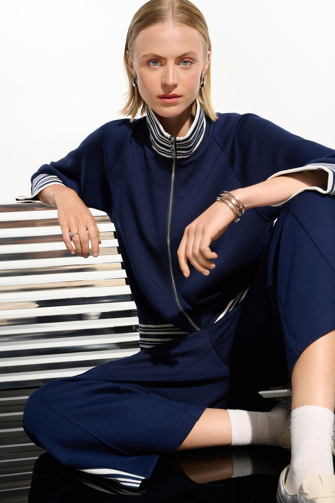 Joseph Ribkoff Spring 2026-261617-4494-Jacket-Indigo/Vanilla - The Coach Pyramids