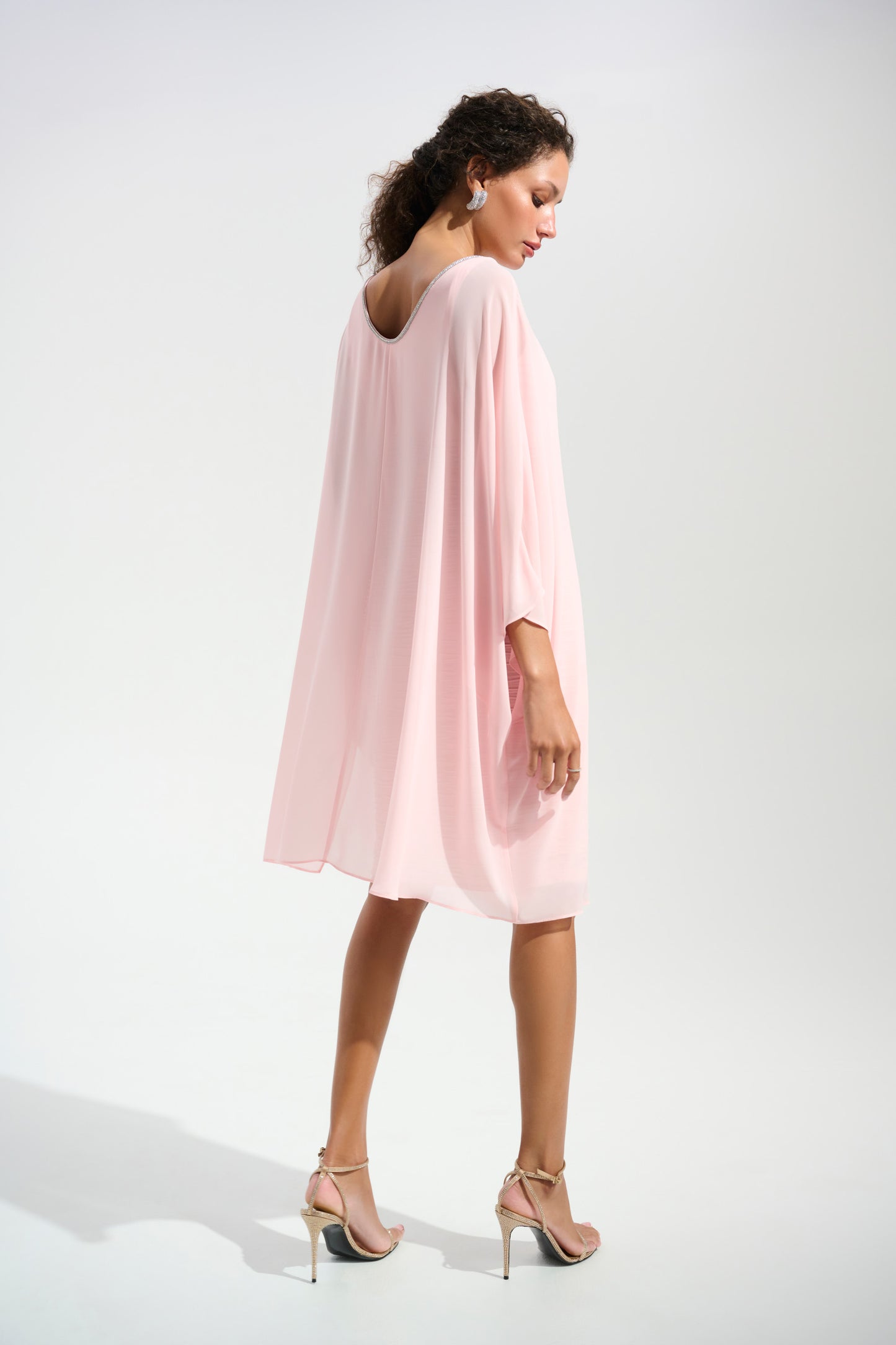 Joseph Ribkoff Sheath Dress with Chiffon Poncho Overlay Style 261707 Petal Pink / 18