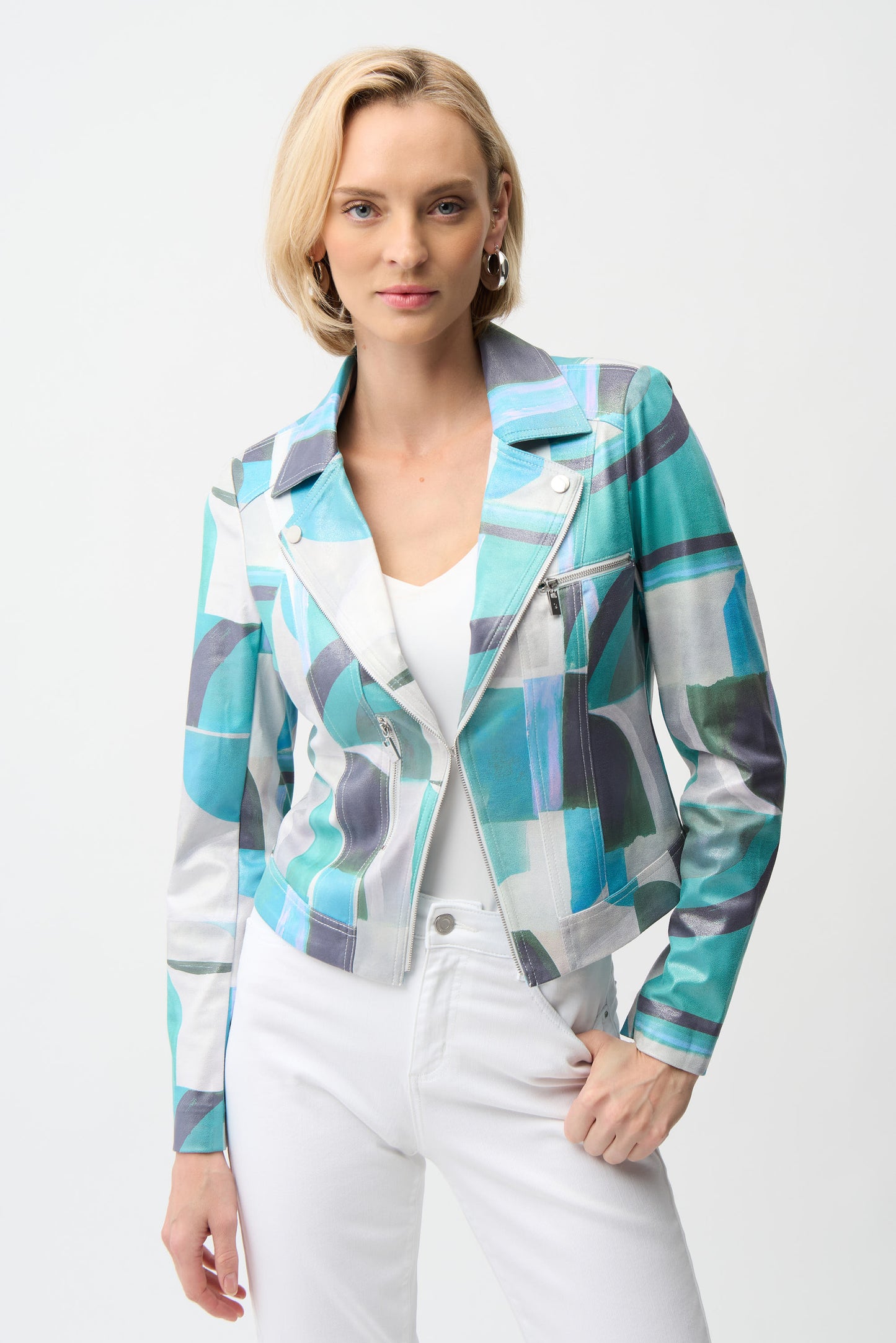 Joseph Ribkoff Spring 2006-261911-684-Jacket-Green/Multi - The Coach Pyramids