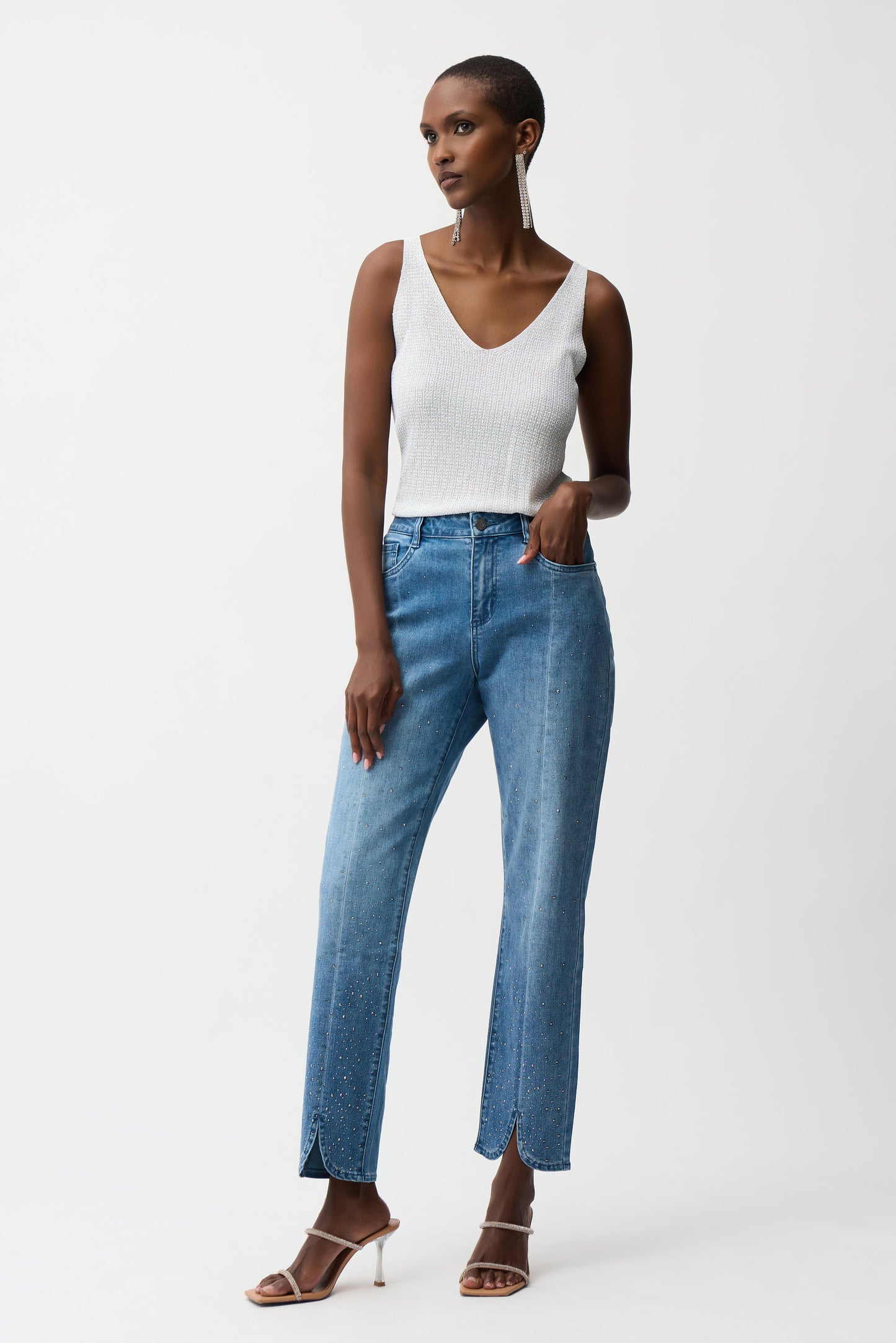 Joseph Ribkoff Spring 2026-261954-3699-Pant-Denim Medium Blue - The Coach Pyramids