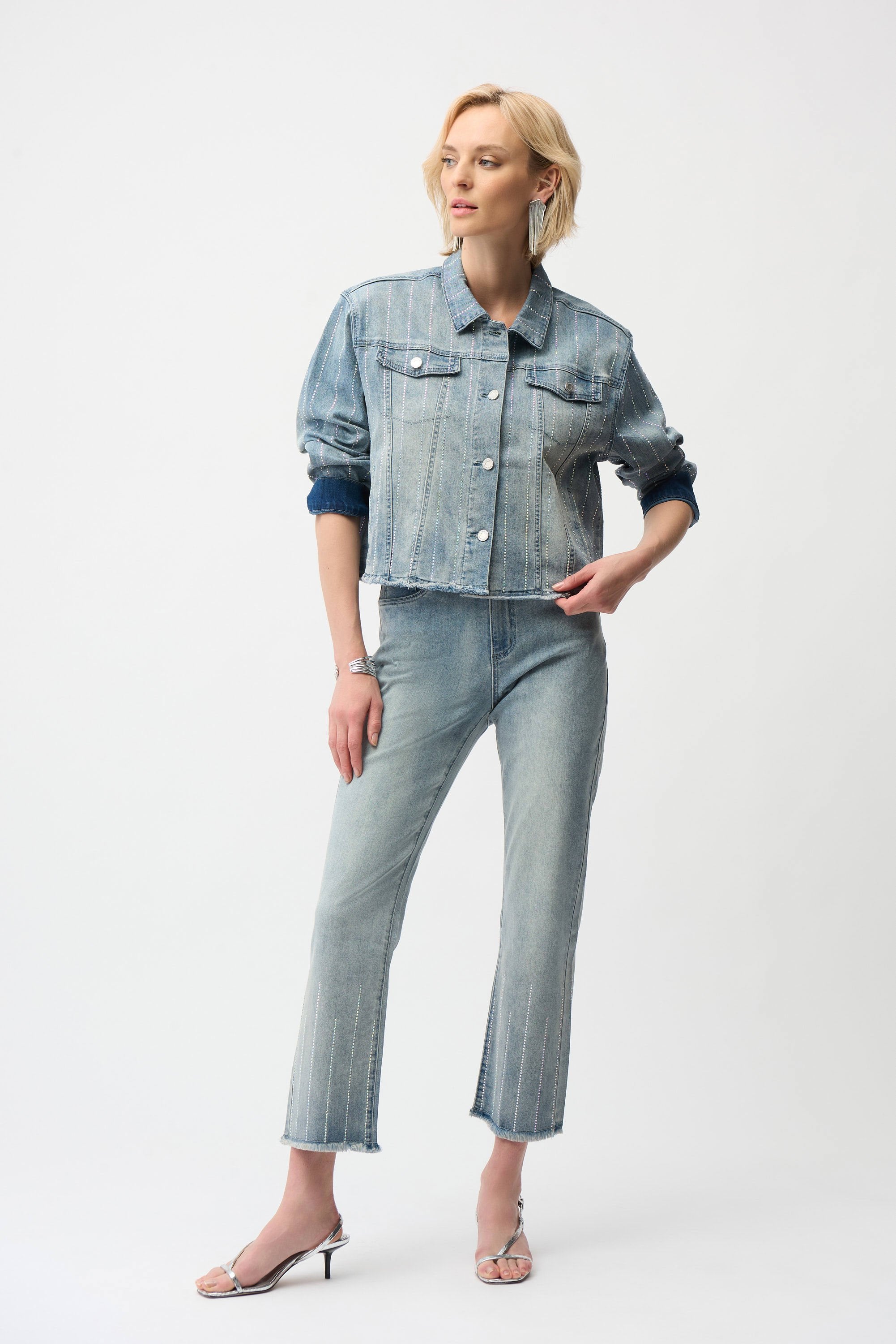 Joseph Ribkoff - 261958- Rhinestone Jacket-47-Light Blue Denim