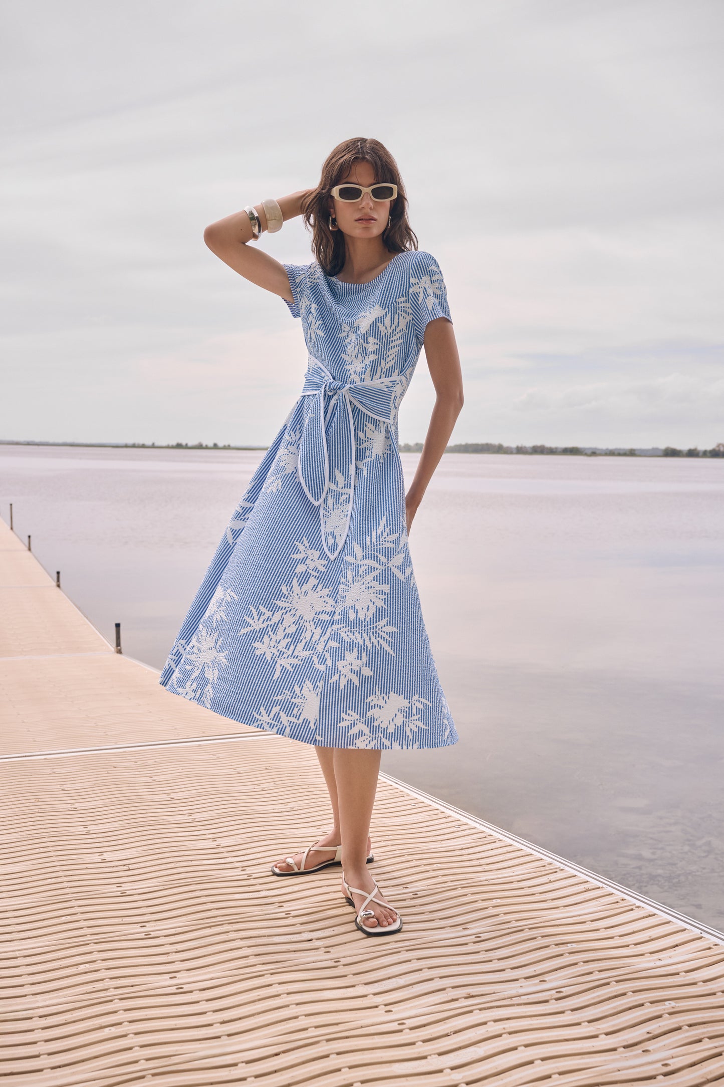 Joseph Ribkoff Fall 2026-262191-4473-Dress-Vanilla/Blue - The Coach Pyramids
