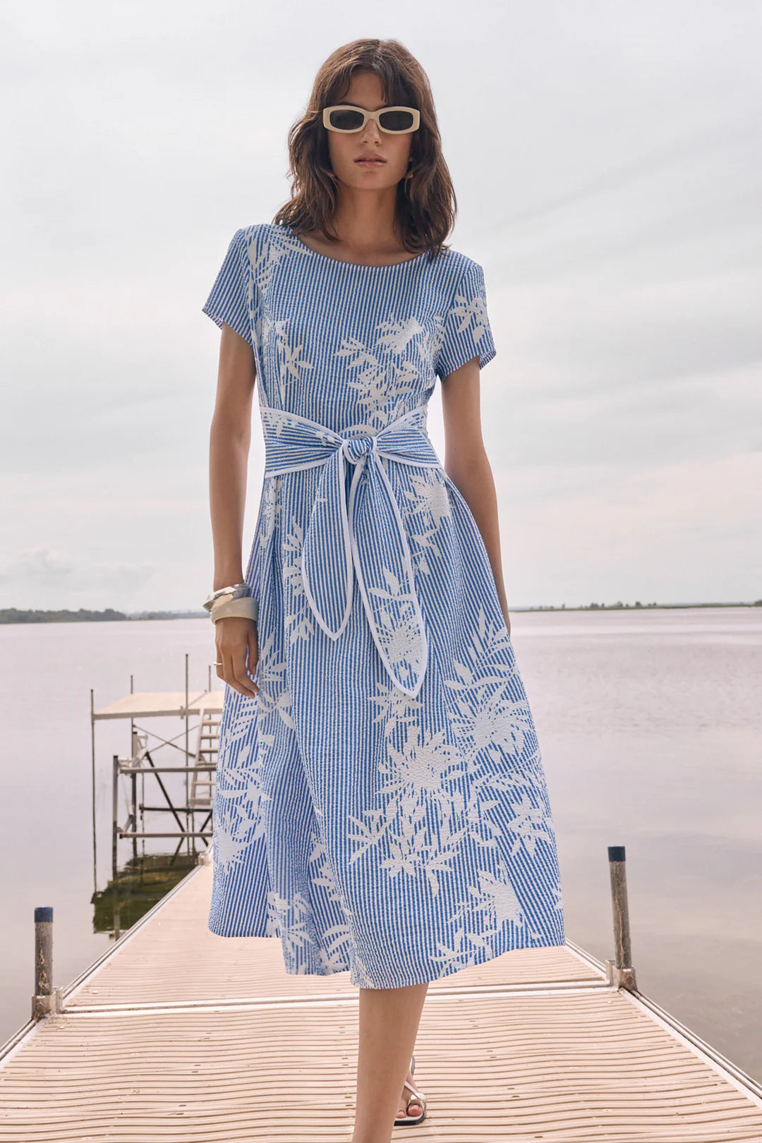 Joseph Ribkoff Fall 2026-262191-4473-Dress-Vanilla/Blue - The Coach Pyramids