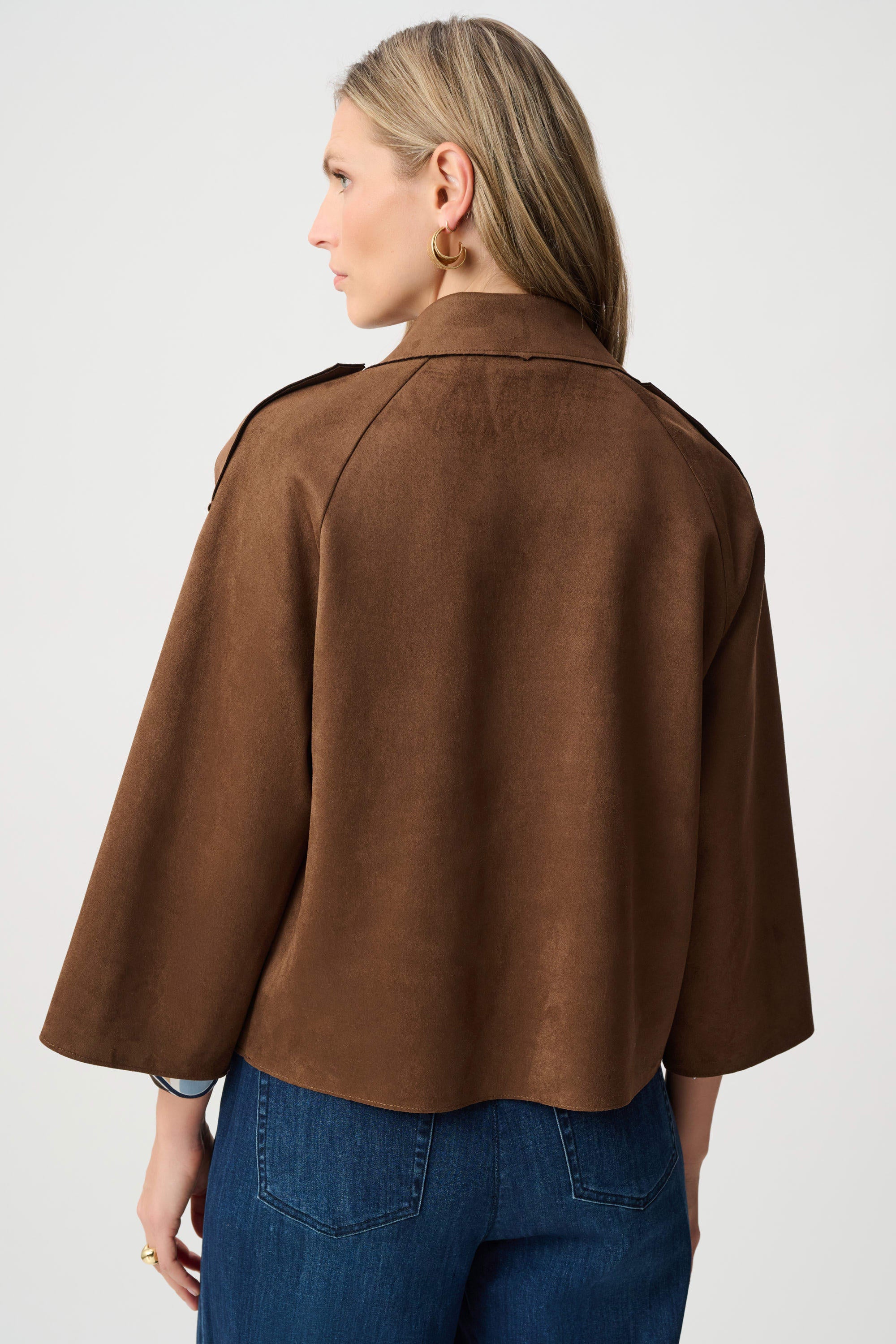 Joseph Ribkoff-Leatherette Mock-Neck Bomber Jacket-263971-Burgandy