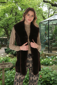 Frank Lyman-263704-900-Faux Fur Vest-Brown - The Coach Pyramids