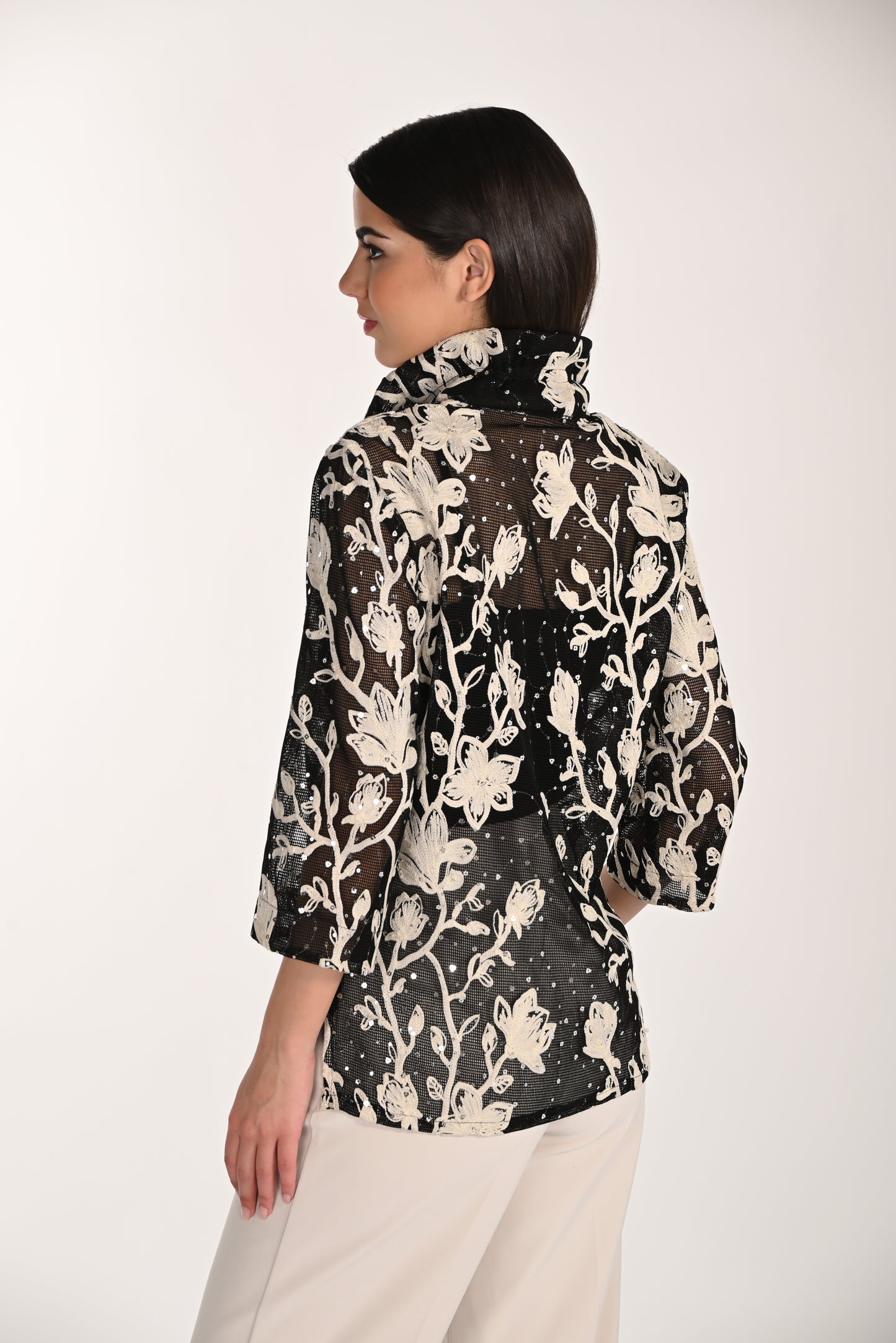 Frank Lyman - 266205 - Knit Jacket - Black/Almond - The Coach Pyramids