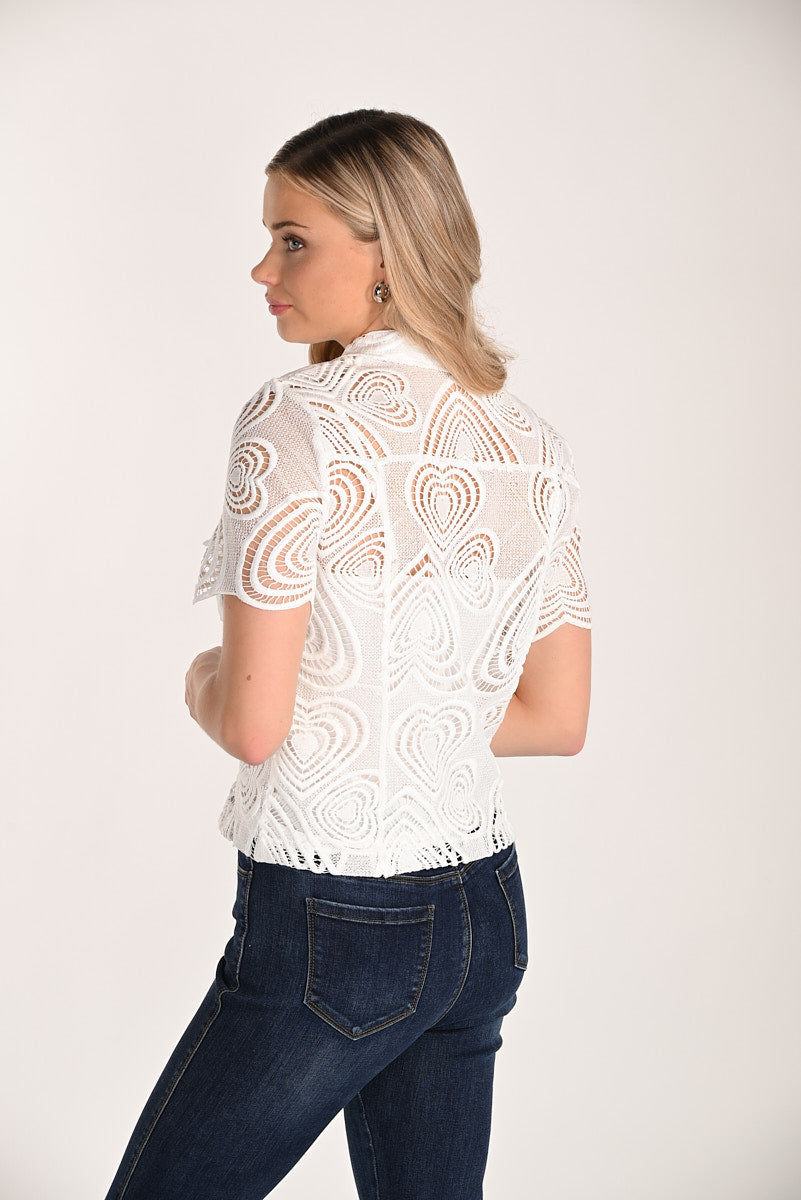 Frank Lyman-266387-Woven Top-White - The Coach Pyramids