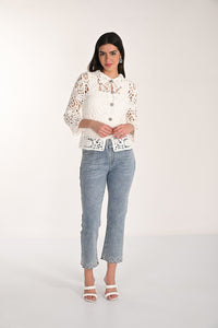 Frank Lyman-266558-Woven Denim Pant-Blue - The Coach Pyramids