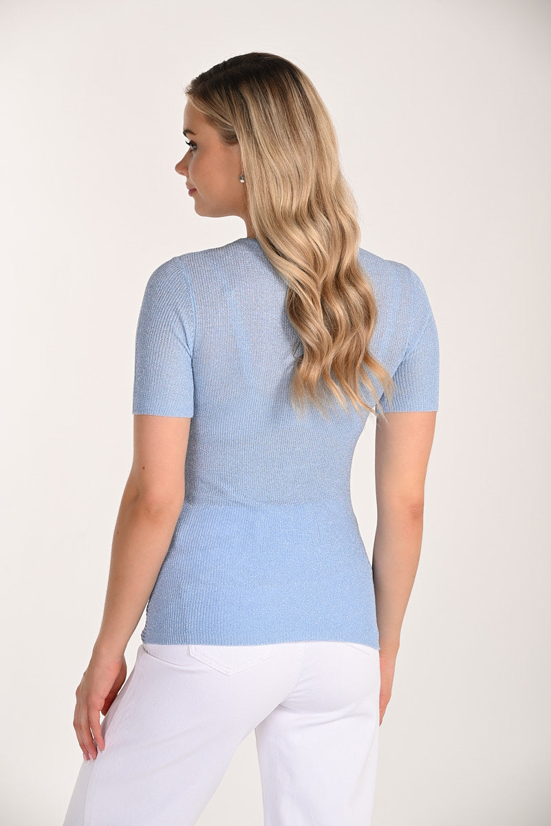 Frank Lyman-266563-331-Knit Top-Light Blue - The Coach Pyramids