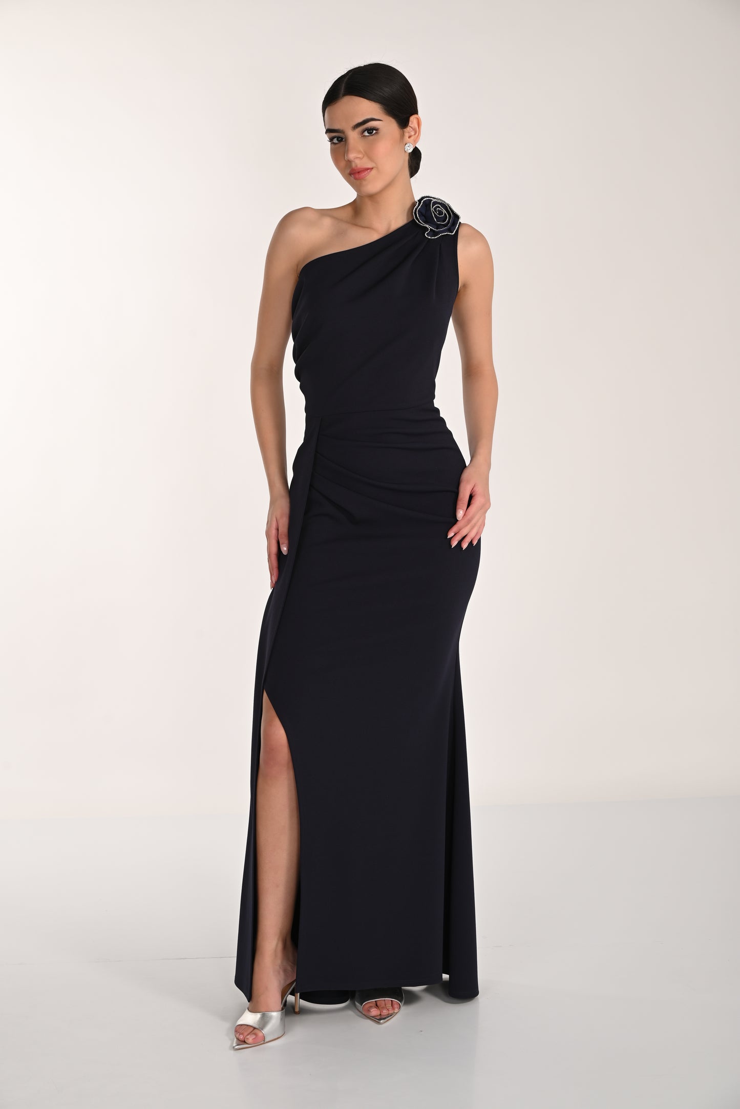 Frank Lyman-268109-Knit Dress-Midnight - The Coach Pyramids