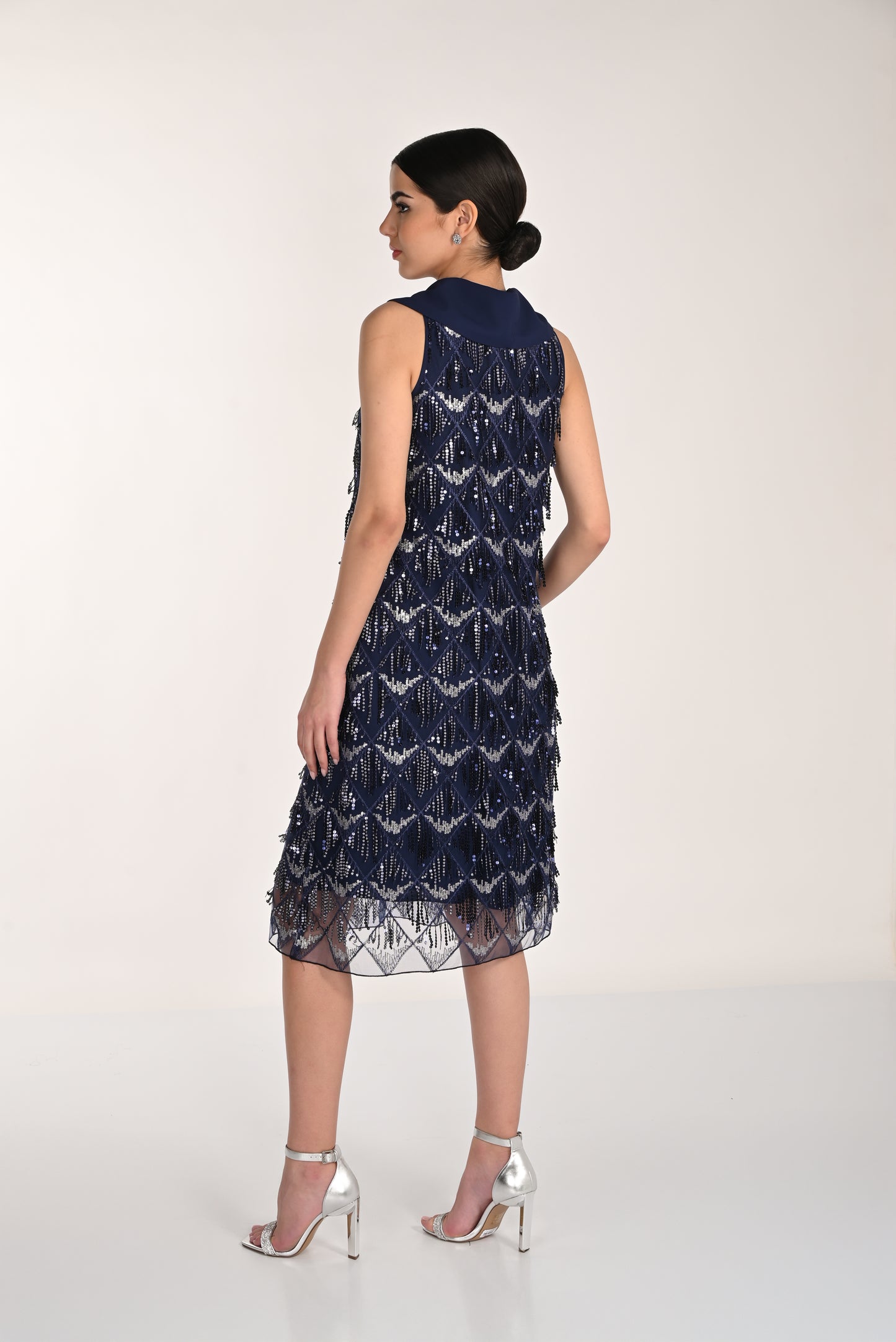 Frank Lyman-268119-Knit Dress-Indigo - The Coach Pyramids