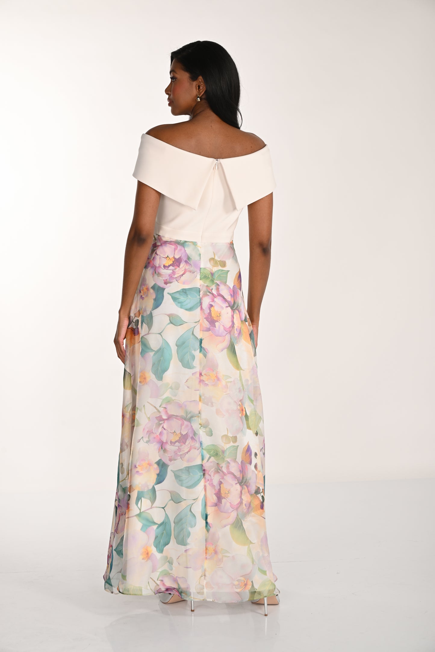 Frank Lyman-268162-Woven Dress-Porcelain/Green - The Coach Pyramids