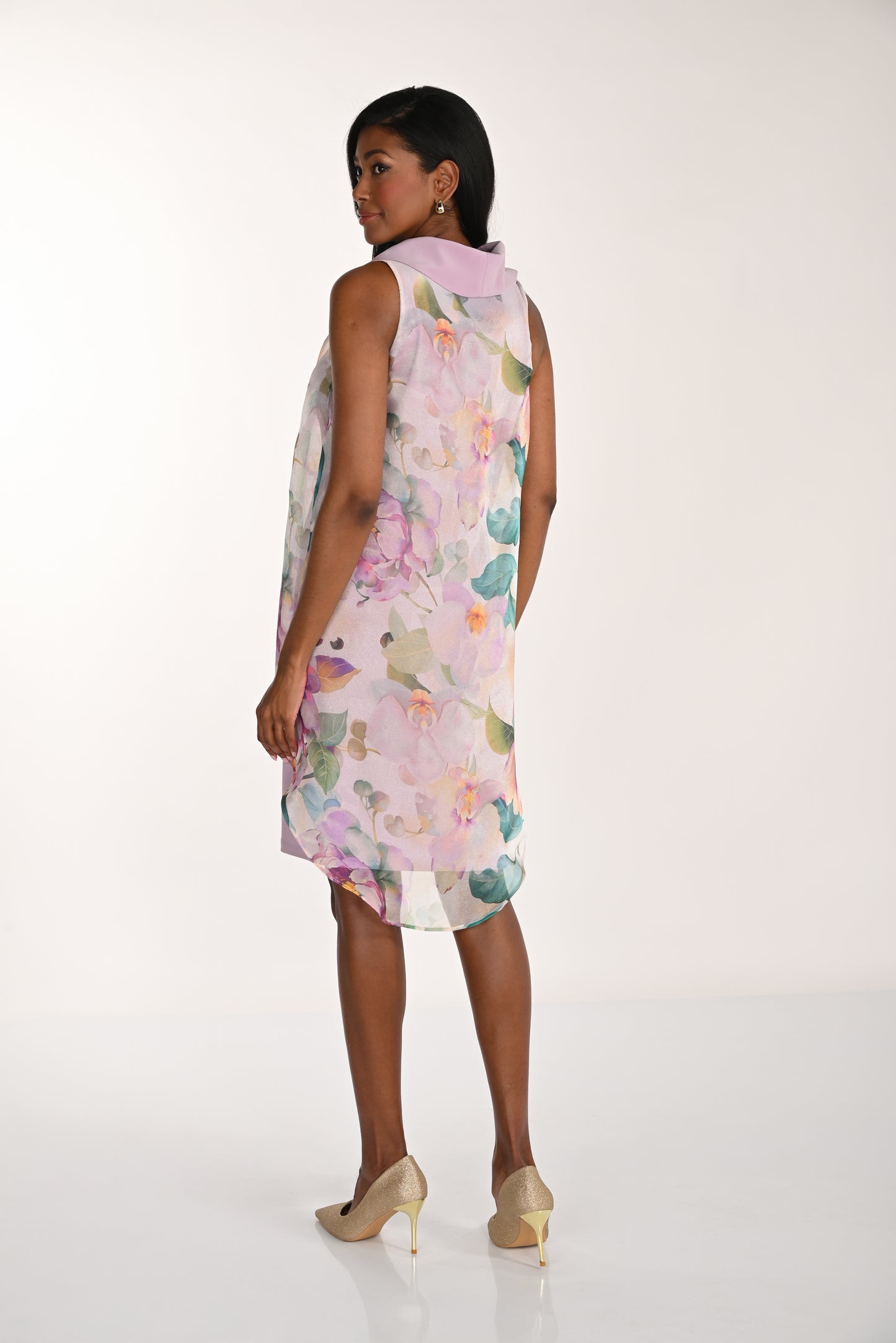 Frank Lyman-268164-Woven Dress-Mauve/Green - The Coach Pyramids