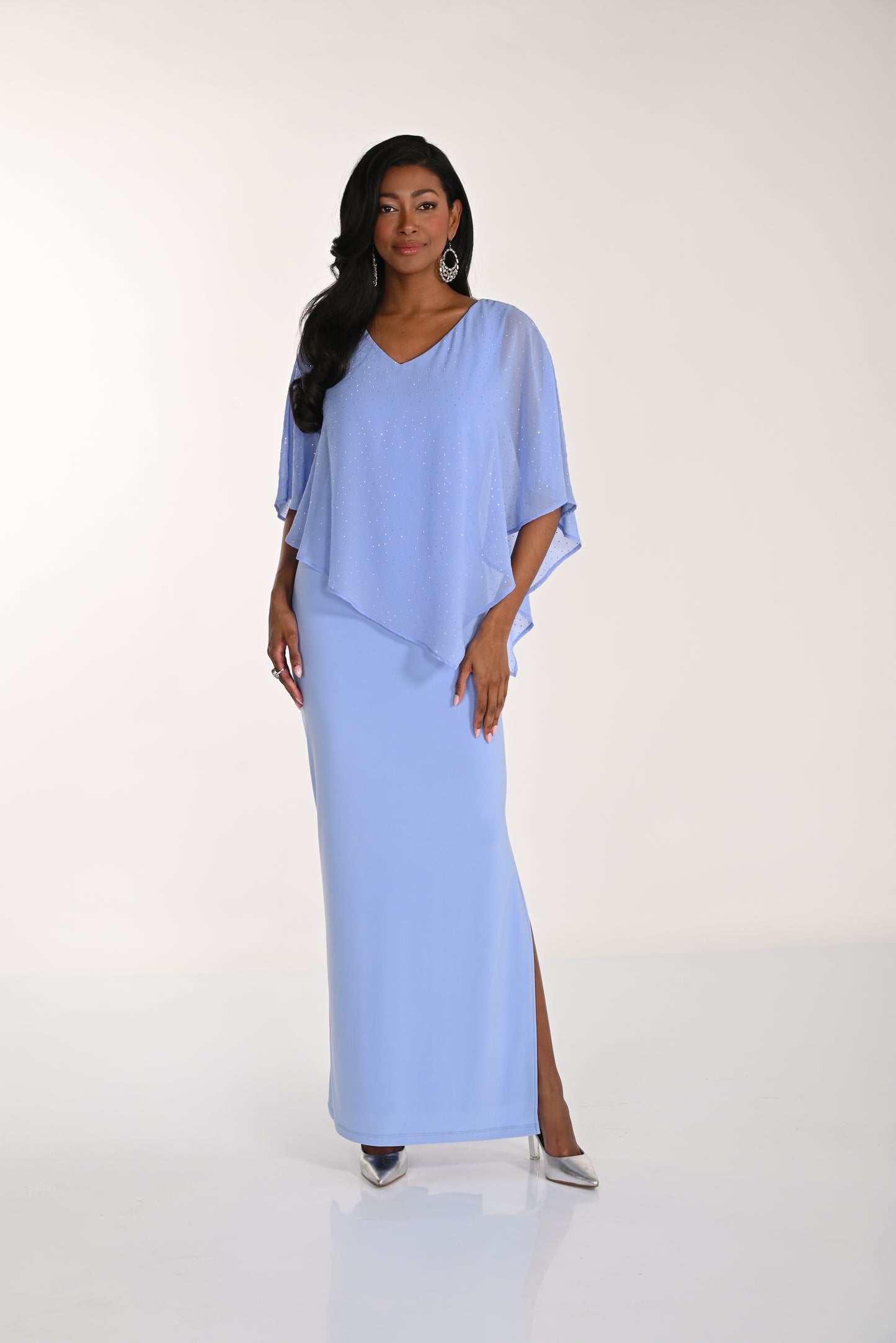 Frank Lyman-268193-Knit Dress-Periwinkle - The Coach Pyramids
