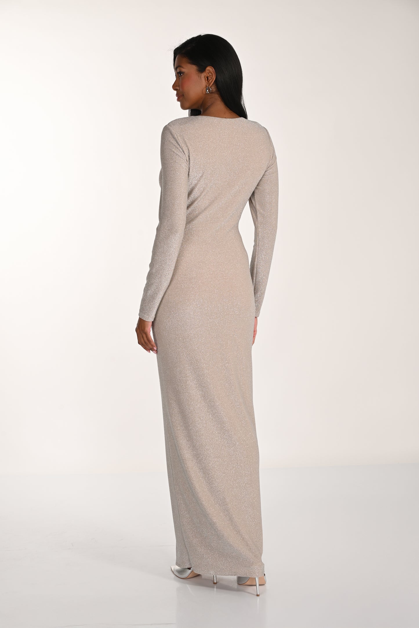Frank Lyman-268214-Knit Dress-Aqua/Silver - The Coach Pyramids
