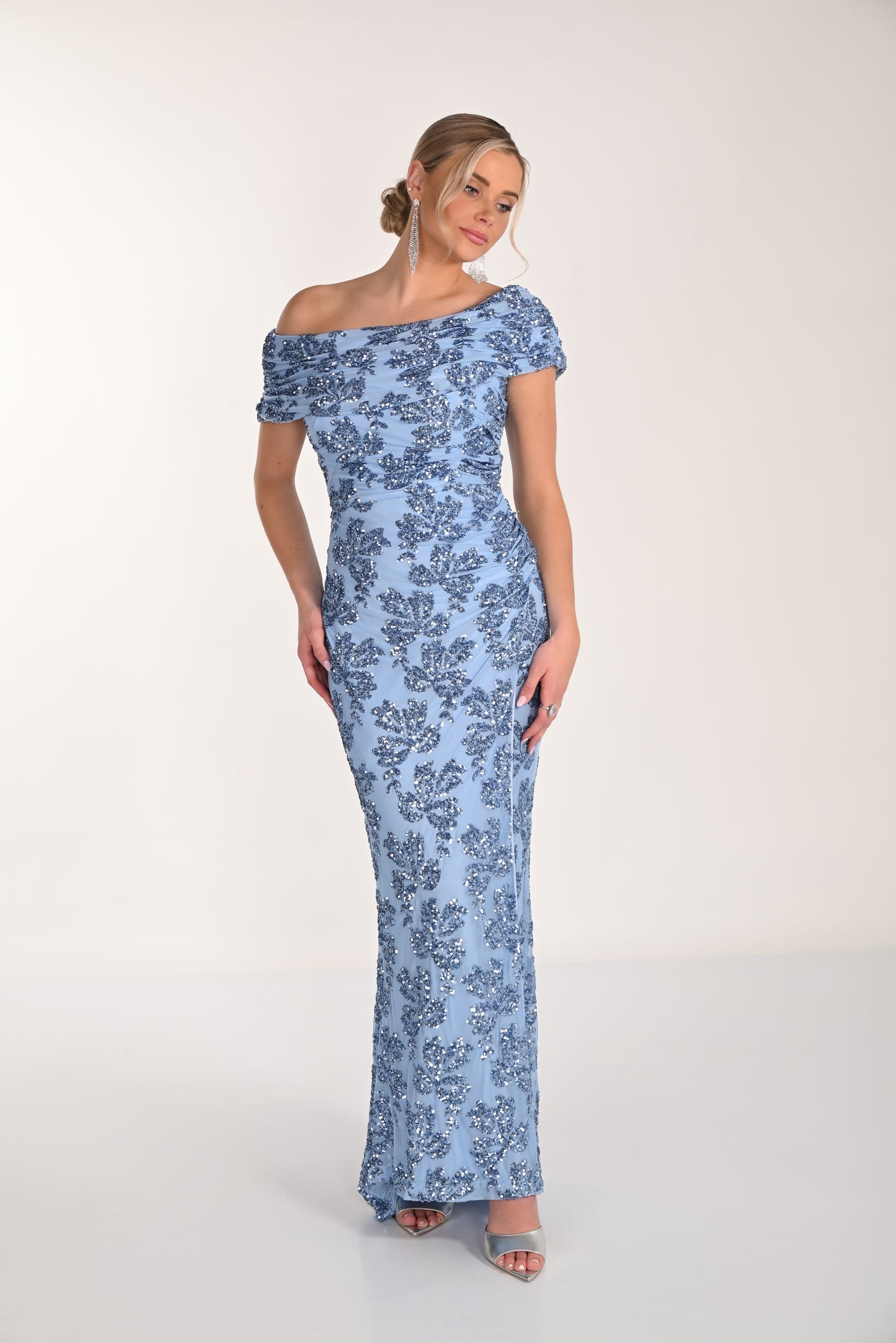 Frank Lyman-268254-Knit Dress-Sky Blue - The Coach Pyramids