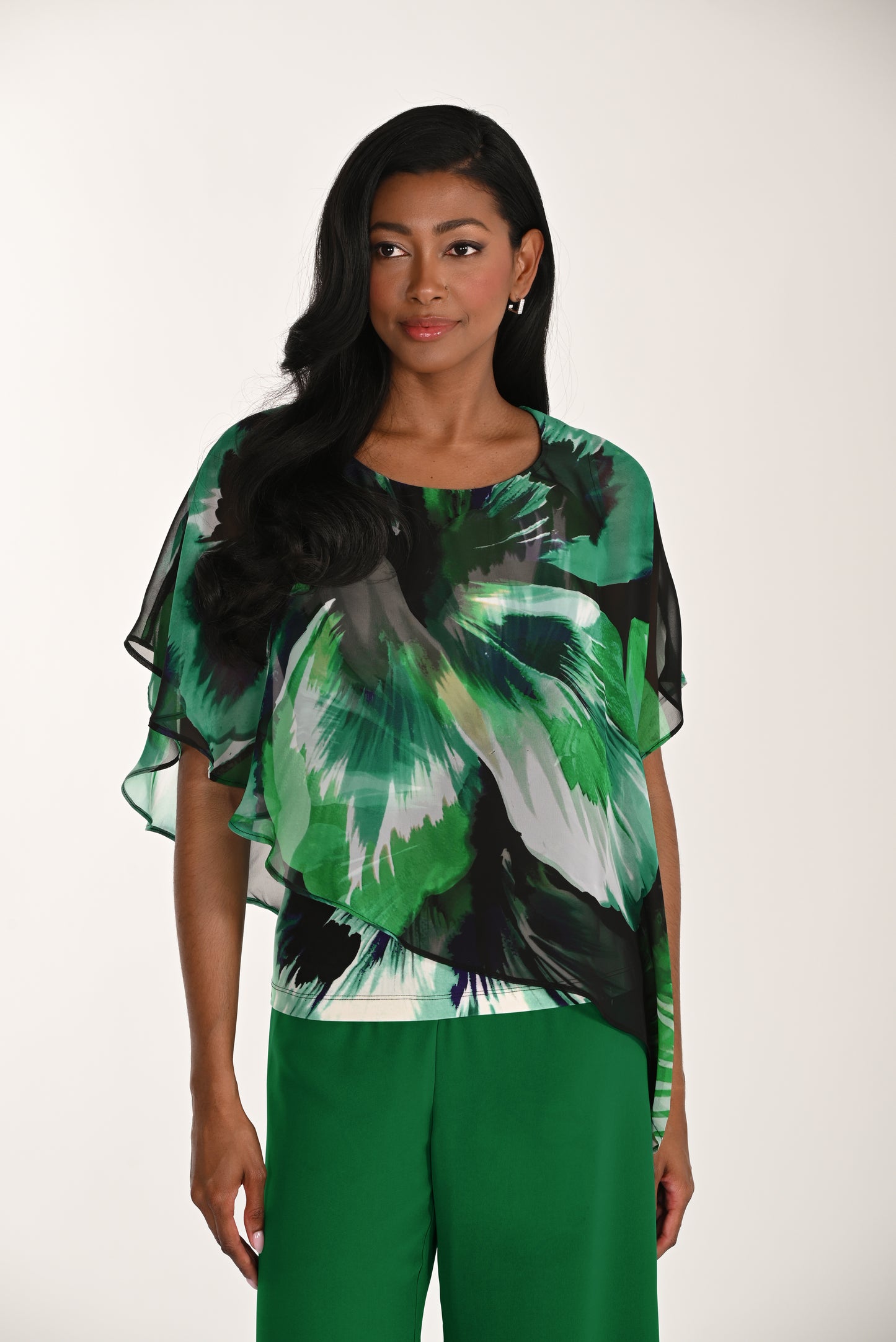 Frank Lyman-268267-Woven Top-Jade Green/Black - The Coach Pyramids