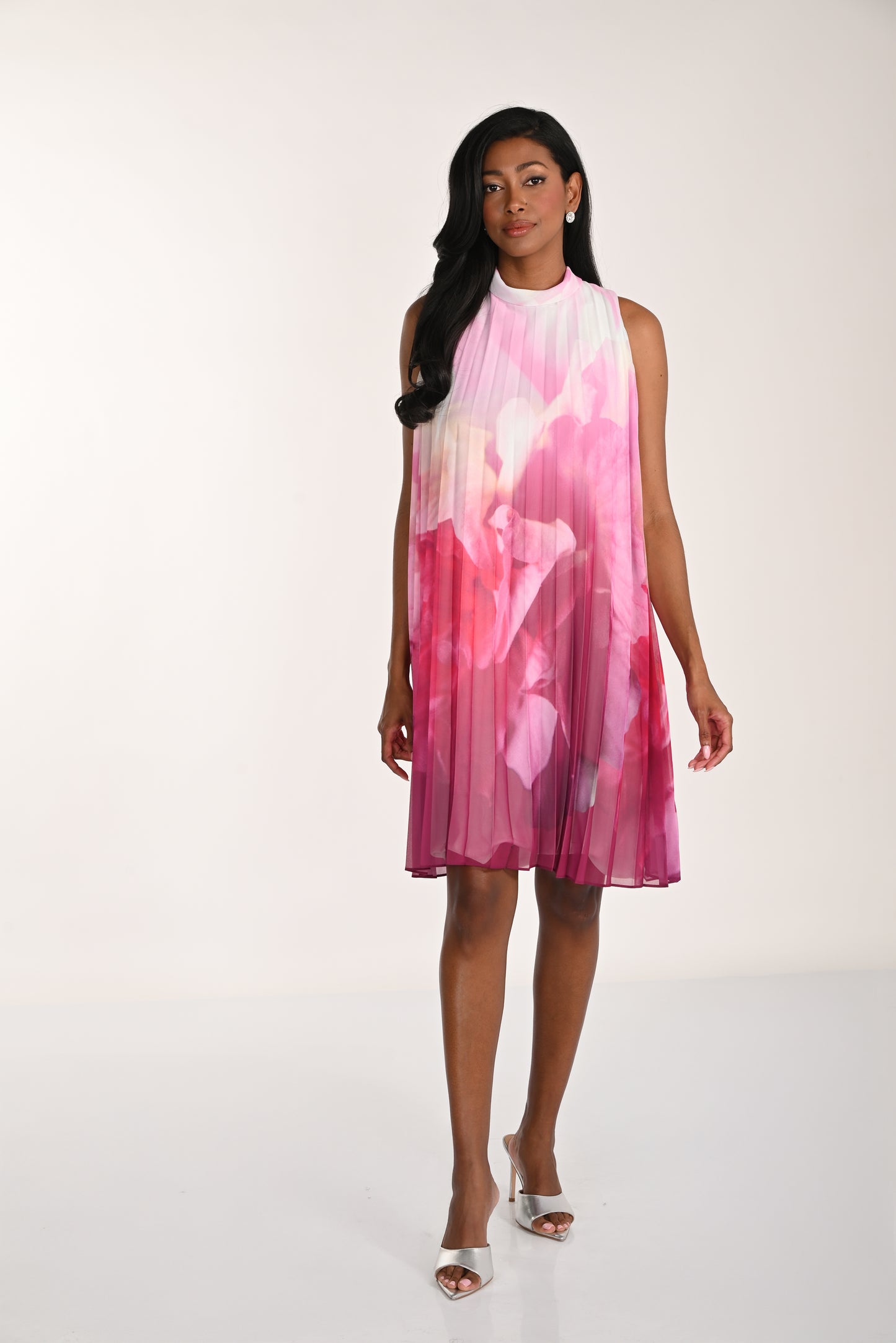 Frank Lyman-268280-Woven Dress-White/Begonia - The Coach Pyramids