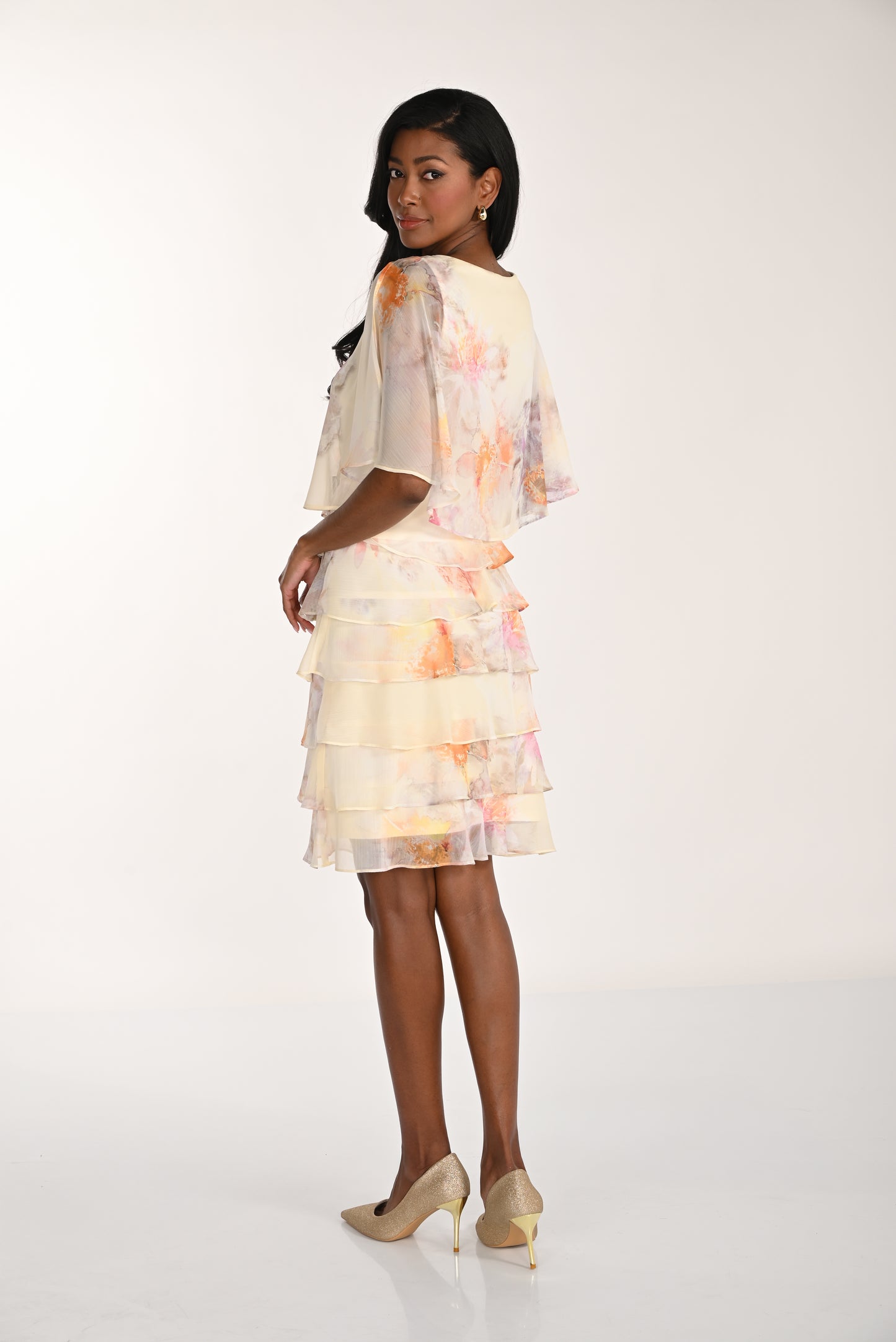 Frank Lyman-268299-Woven Dress-Custard/Pink - The Coach Pyramids