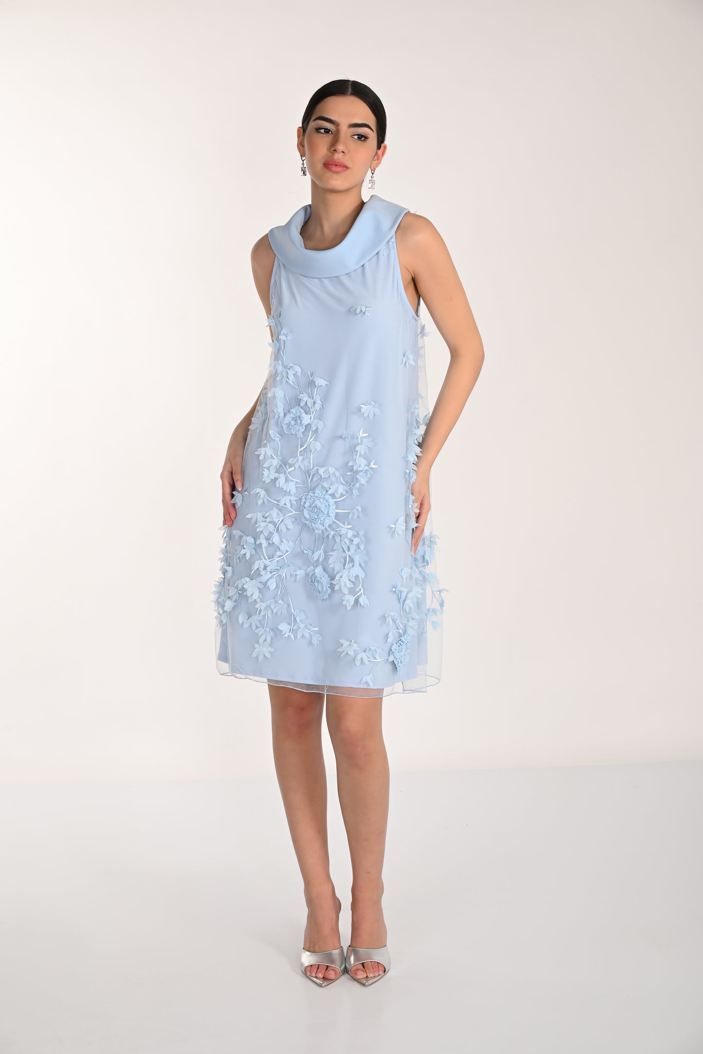 Frank Lyman-268318-Knit Dress-Ice Blue 16 / Ice Blue