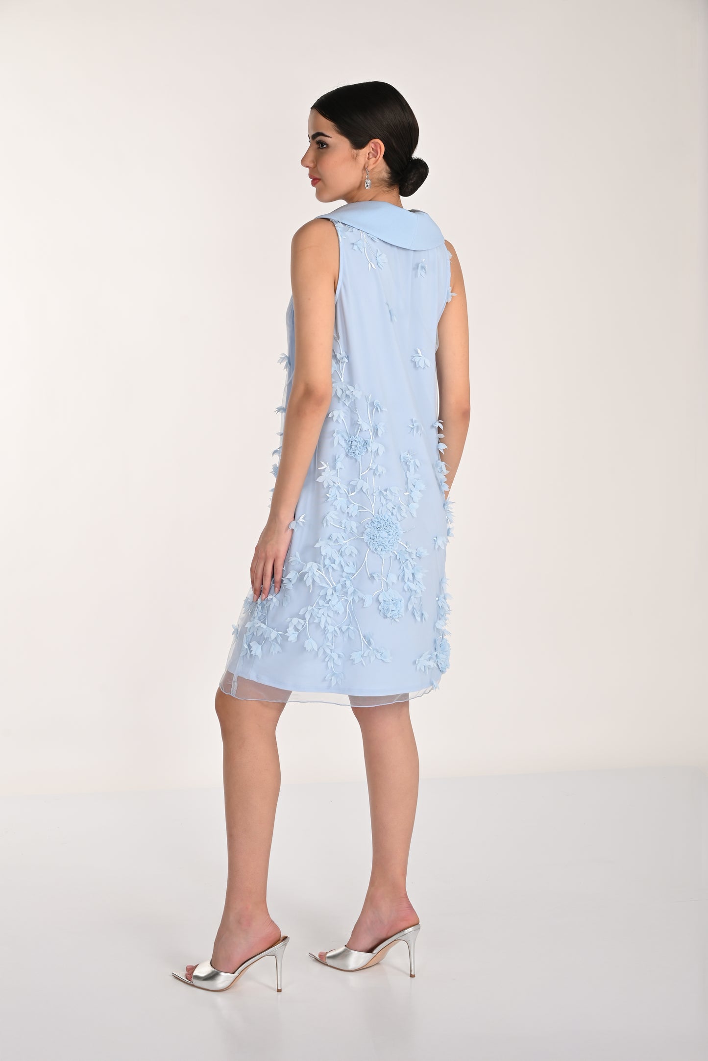 Frank Lyman-268318-Knit Dress-Ice Blue - The Coach Pyramids
