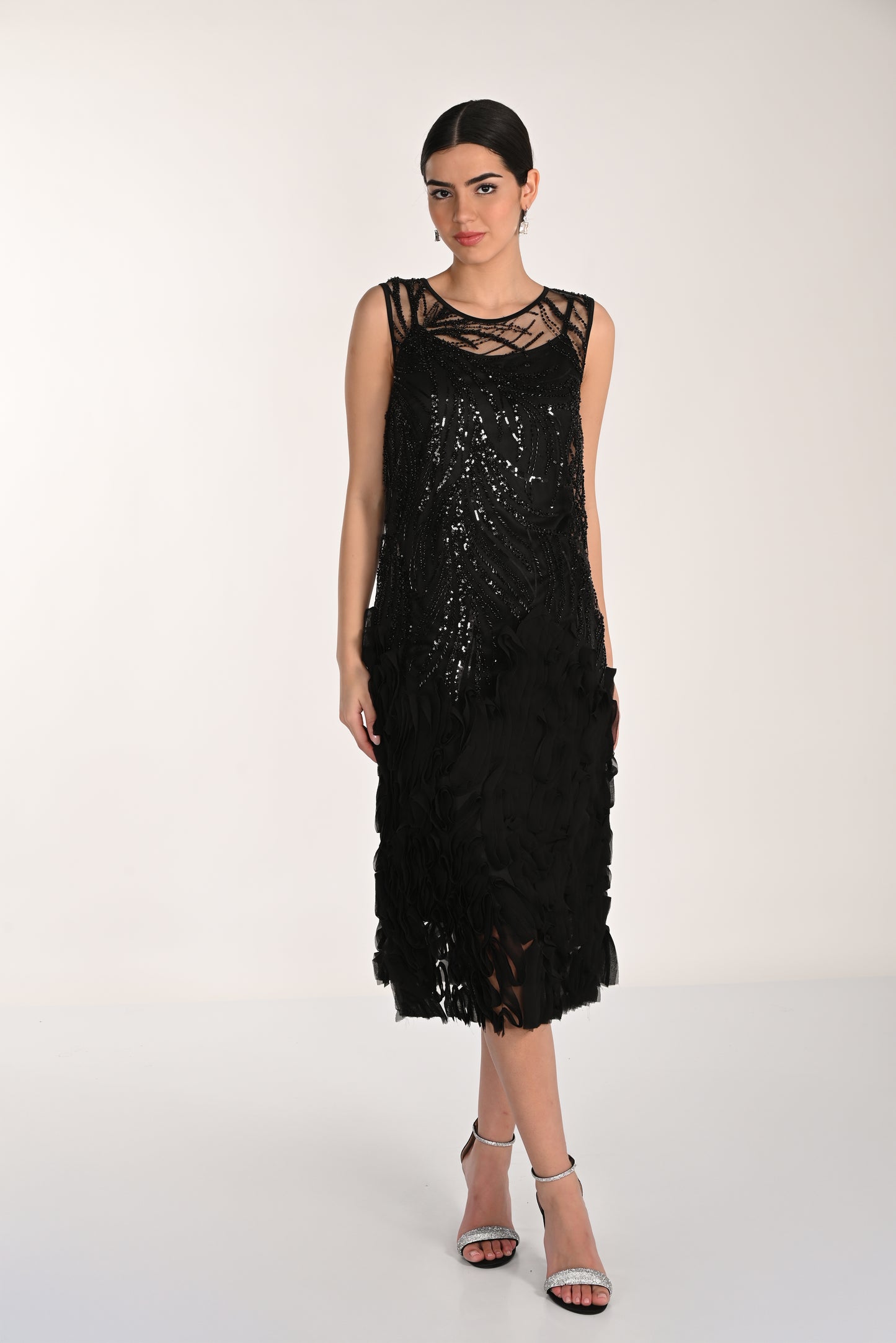 Frank Lyman-268502-Knit Dress-Black - The Coach Pyramids