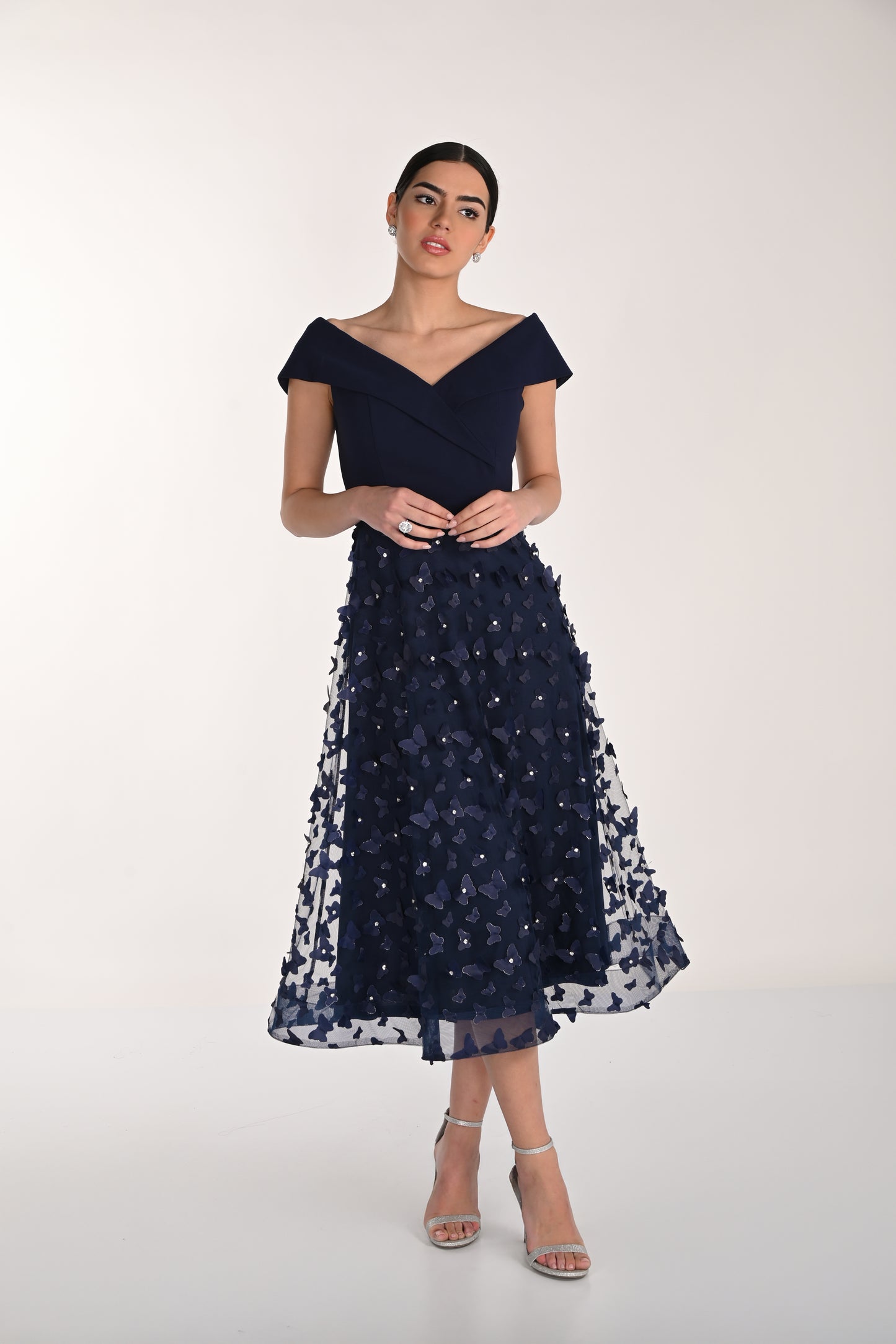 Frank Lyman-268510-Knit Dress-Midnight - The Coach Pyramids
